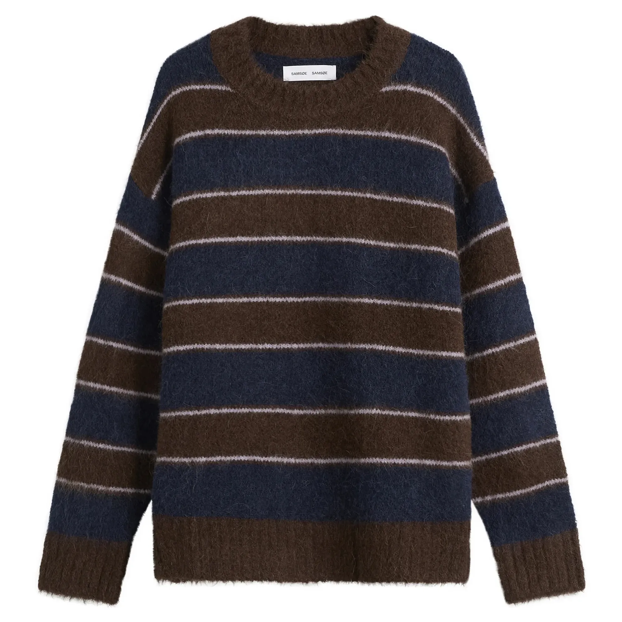 Samsøe Samsøe Women's Sajeanne Hairy Knit Sweater Black Coffee Stripe