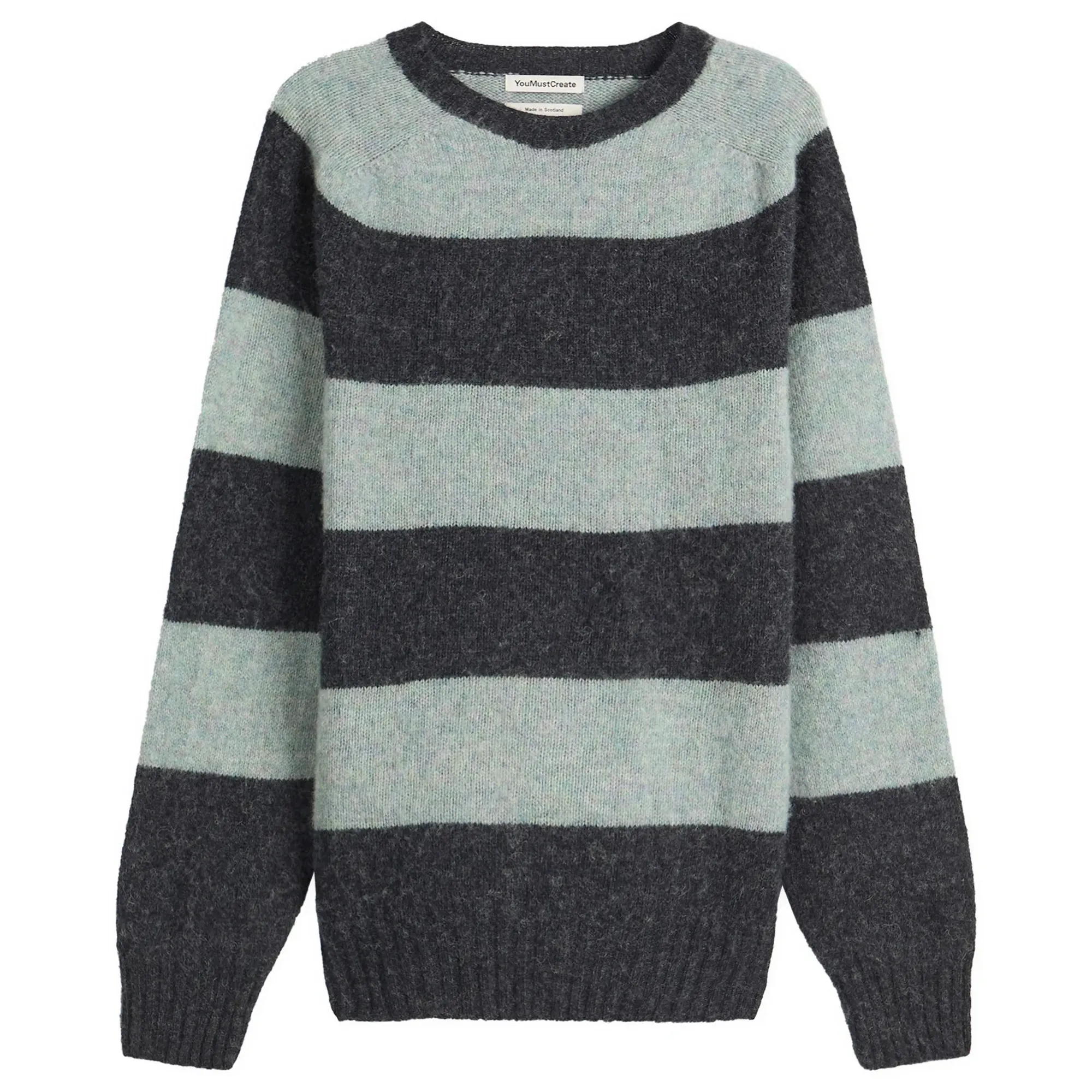 YMC Men's Suedehead Crew Neck Knit Presented by END. Charcoal/Seaglass