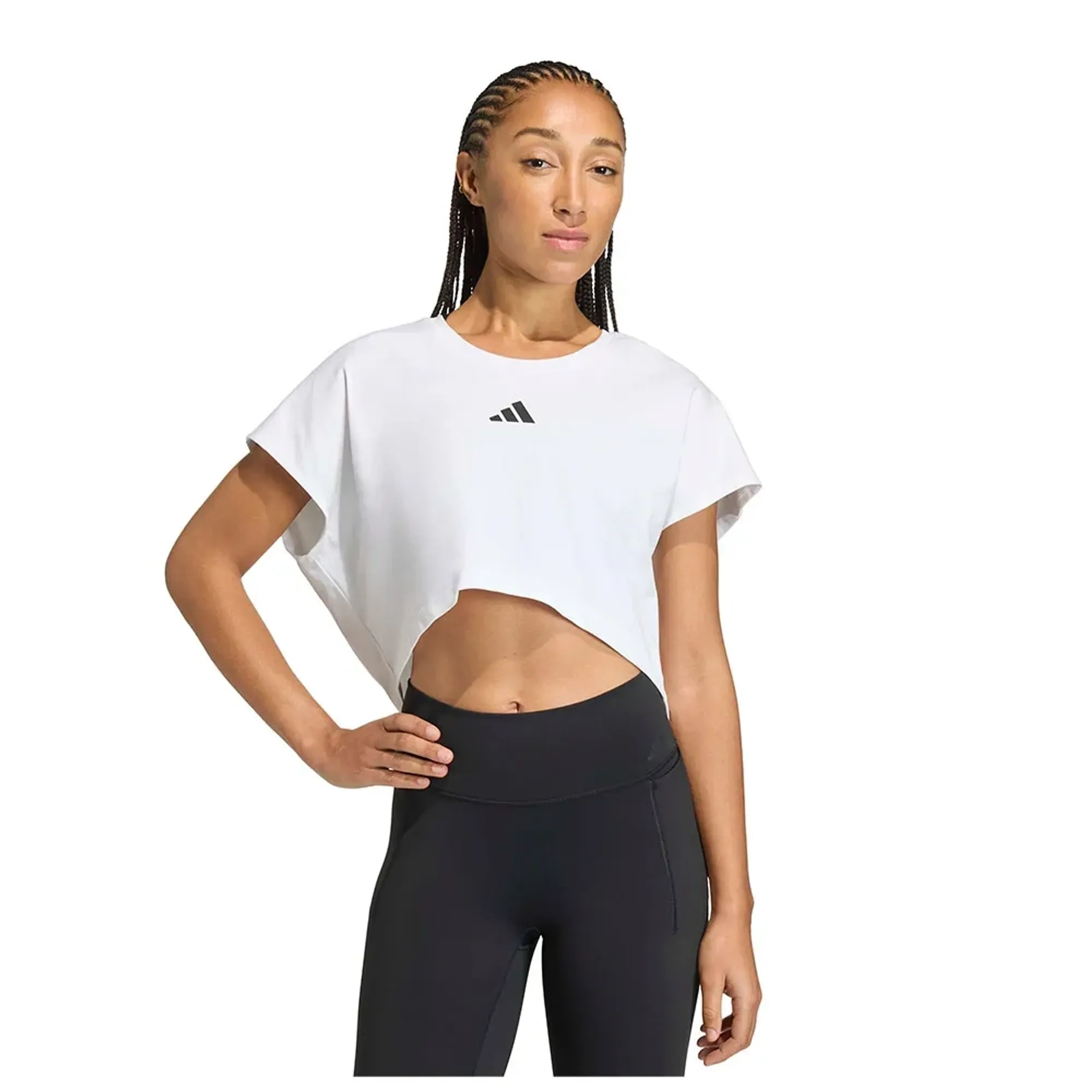 Adidas Power Workout Cropped Boxy 3 Stripes Short Sleeve T-shirt