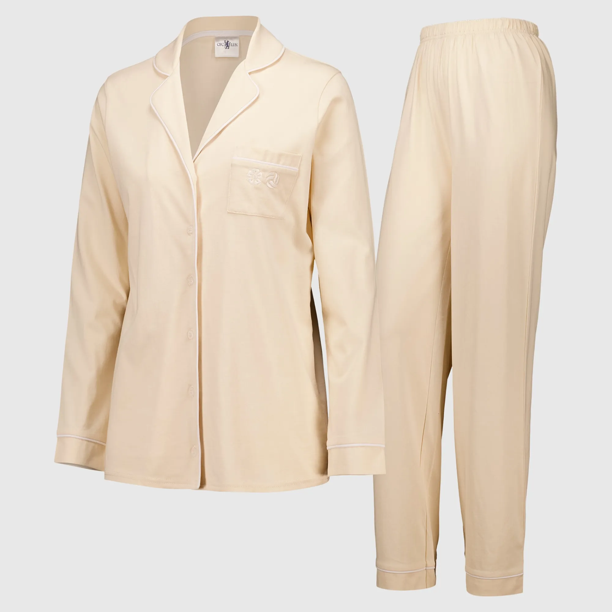 Chelsea Button Through Pyjama - Beige - Womens