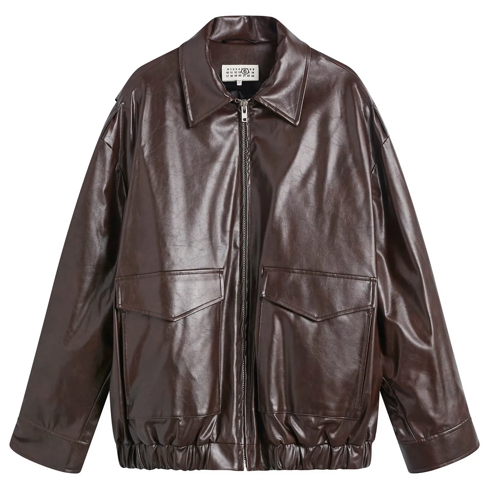 MM6 Maison Margiela Men's Vegan Leather Vintage Bomber Burgundy