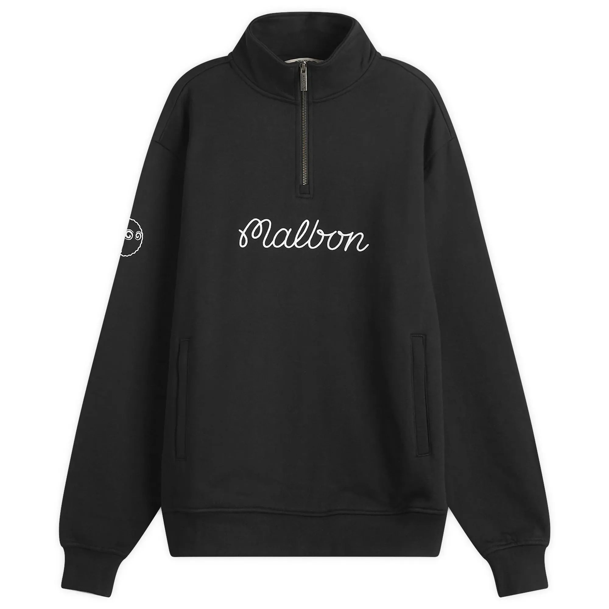 Malbon Men's Collegiate Quarter-Zip Sweatshirt Black