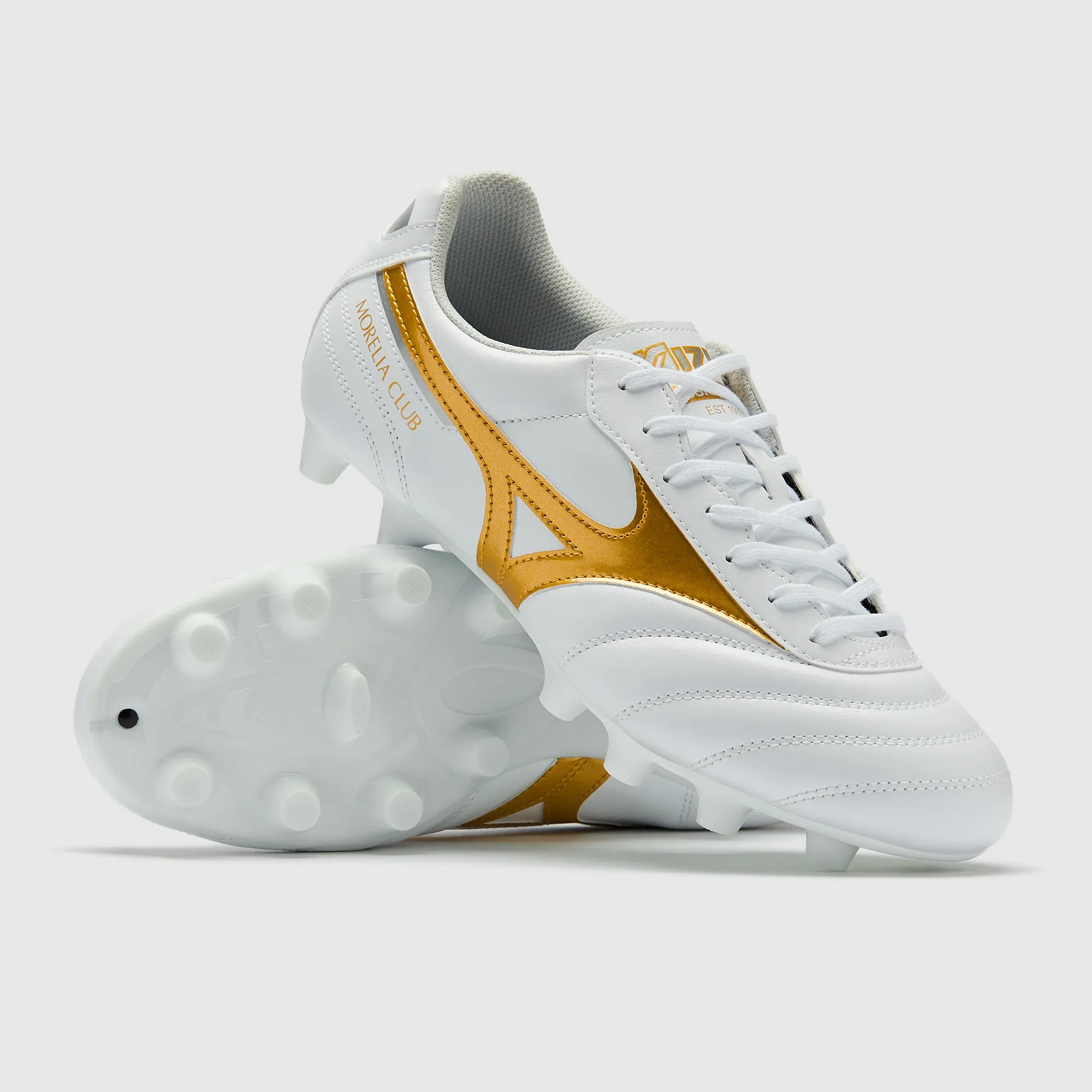 Mizuno Morelia II Club FG White Football Gold Galaxy Silver