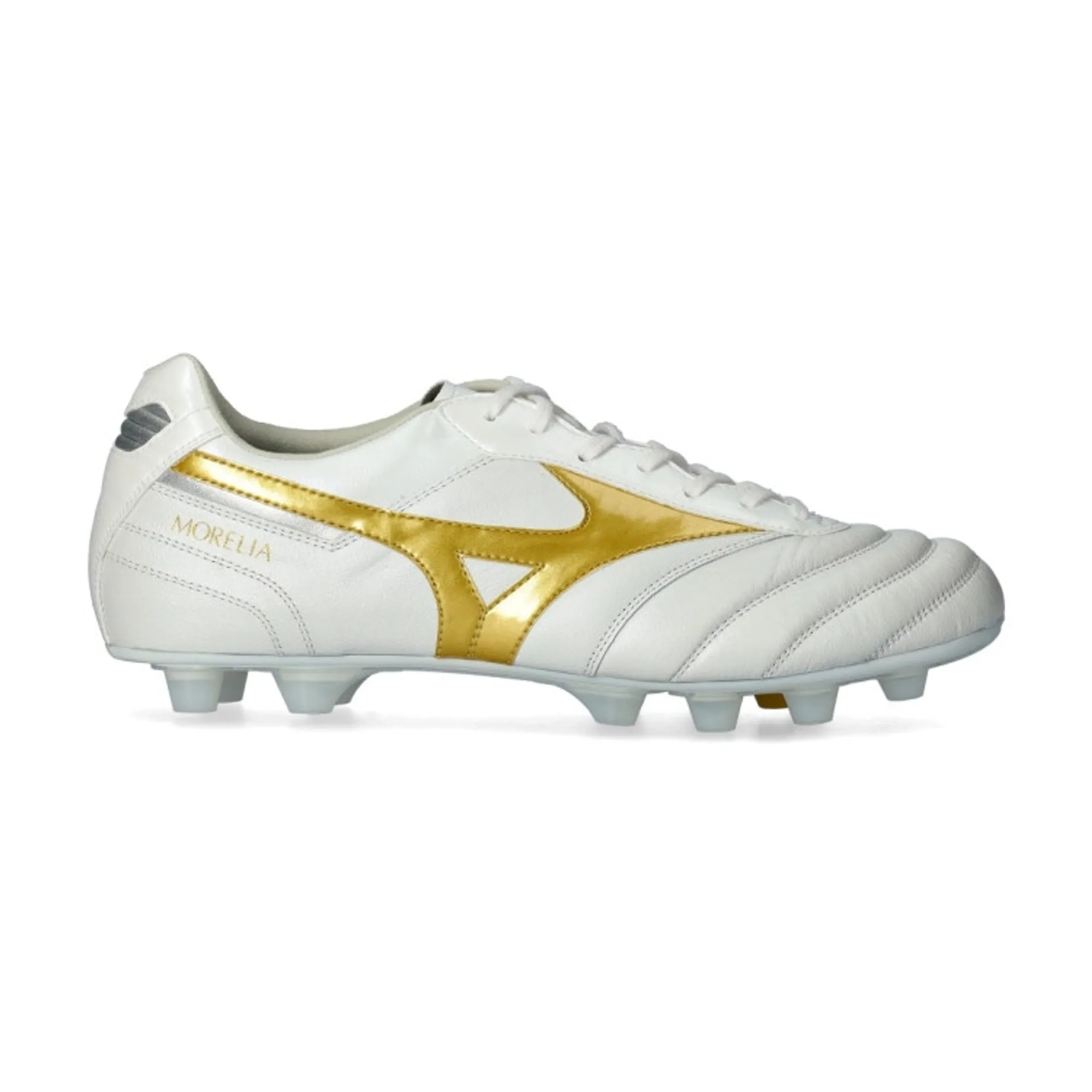 Mizuno Morelia II Elite FG White Football Gold Galaxy Silver