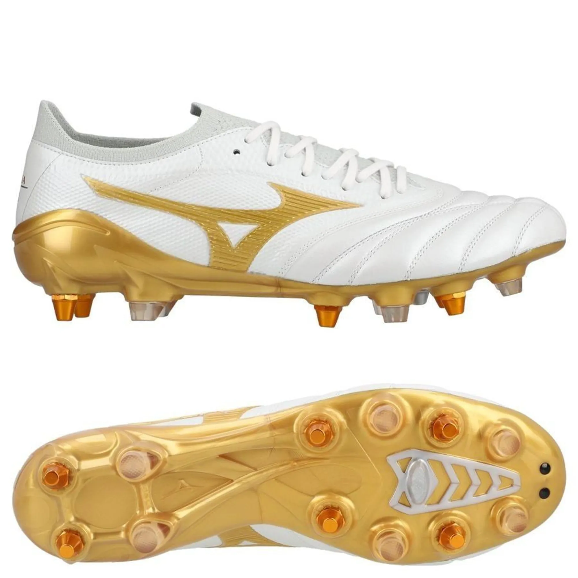 Mizuno Morelia Neo IV Beta Made In Japan Mix SG White MP Gold Cool Gray