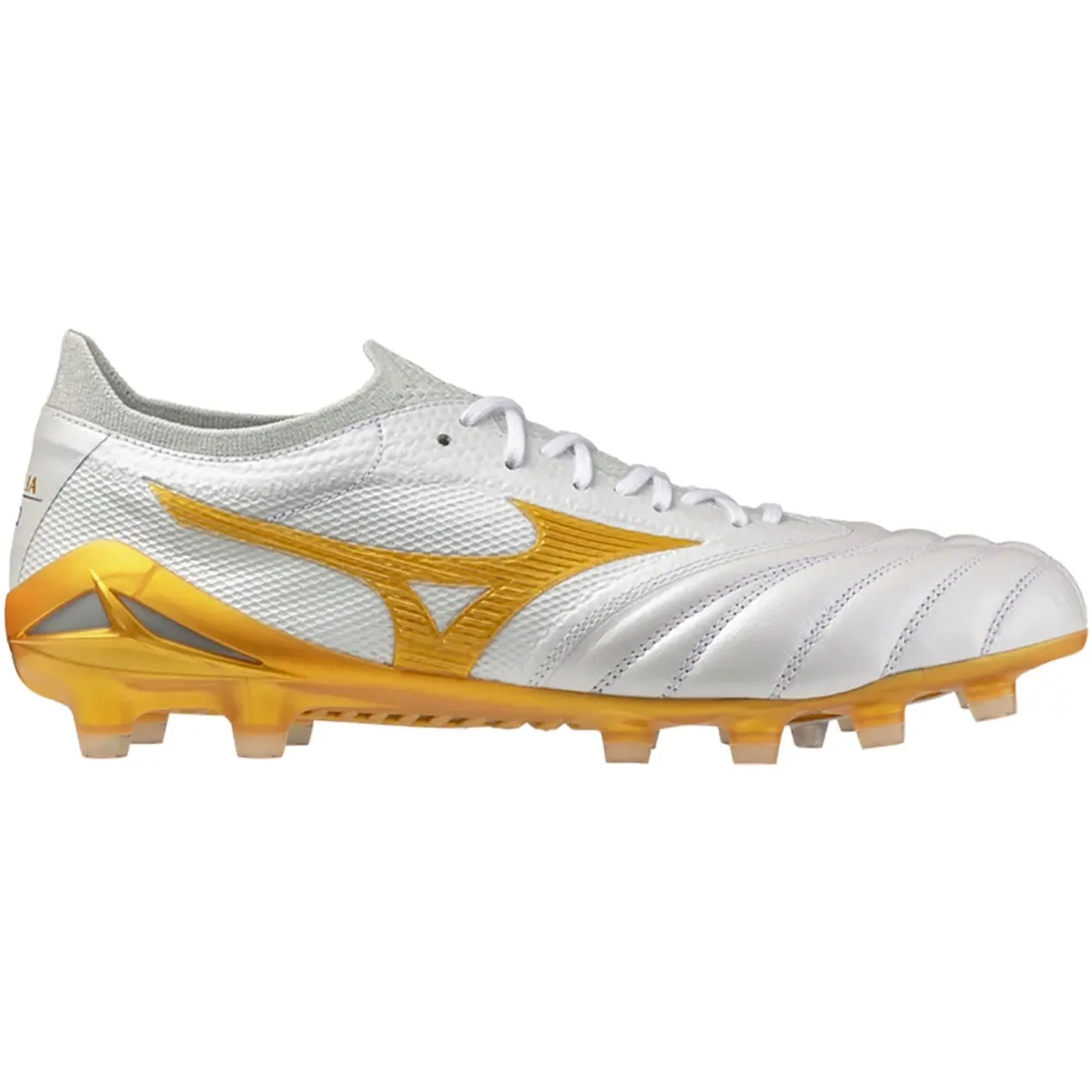 Mizuno Morelia Neo IV Beta Made In Japan FG White MP Gold Cool Gray