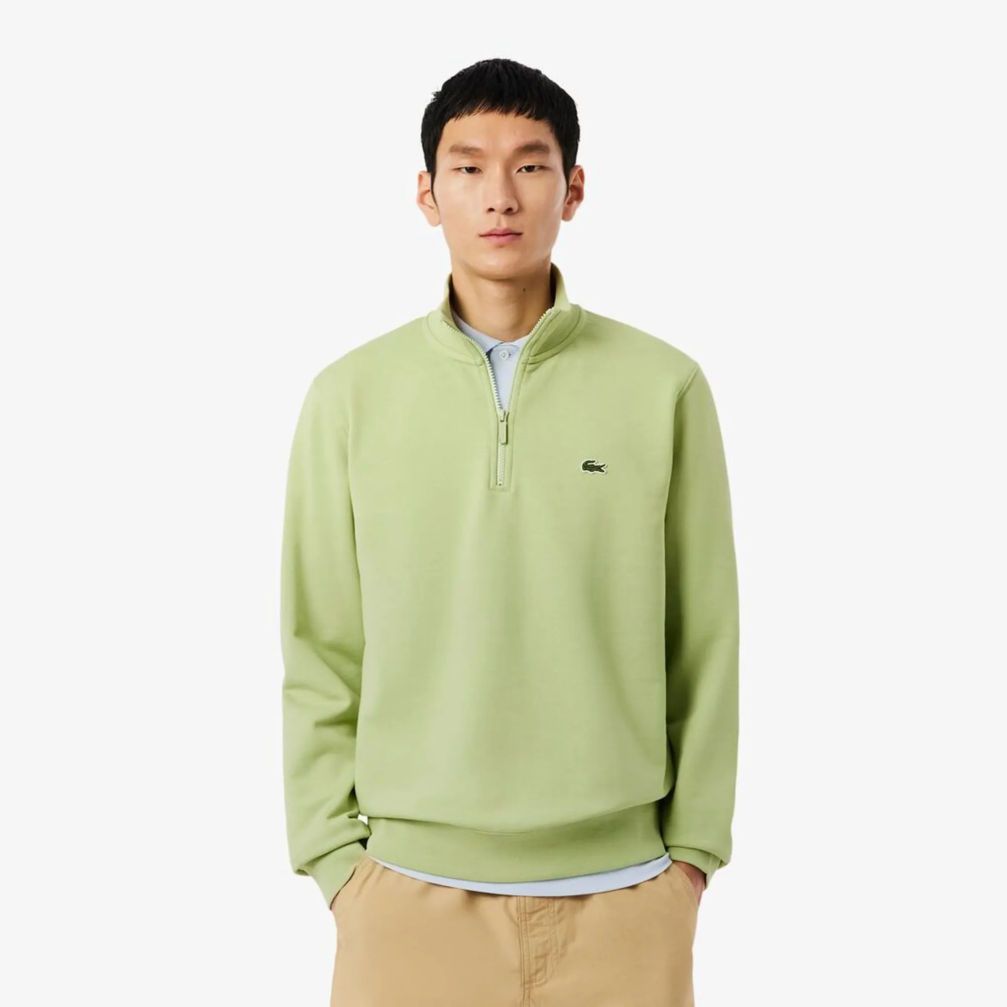 Lacoste High Neck Zipped Fleece Sweatshirt - Green