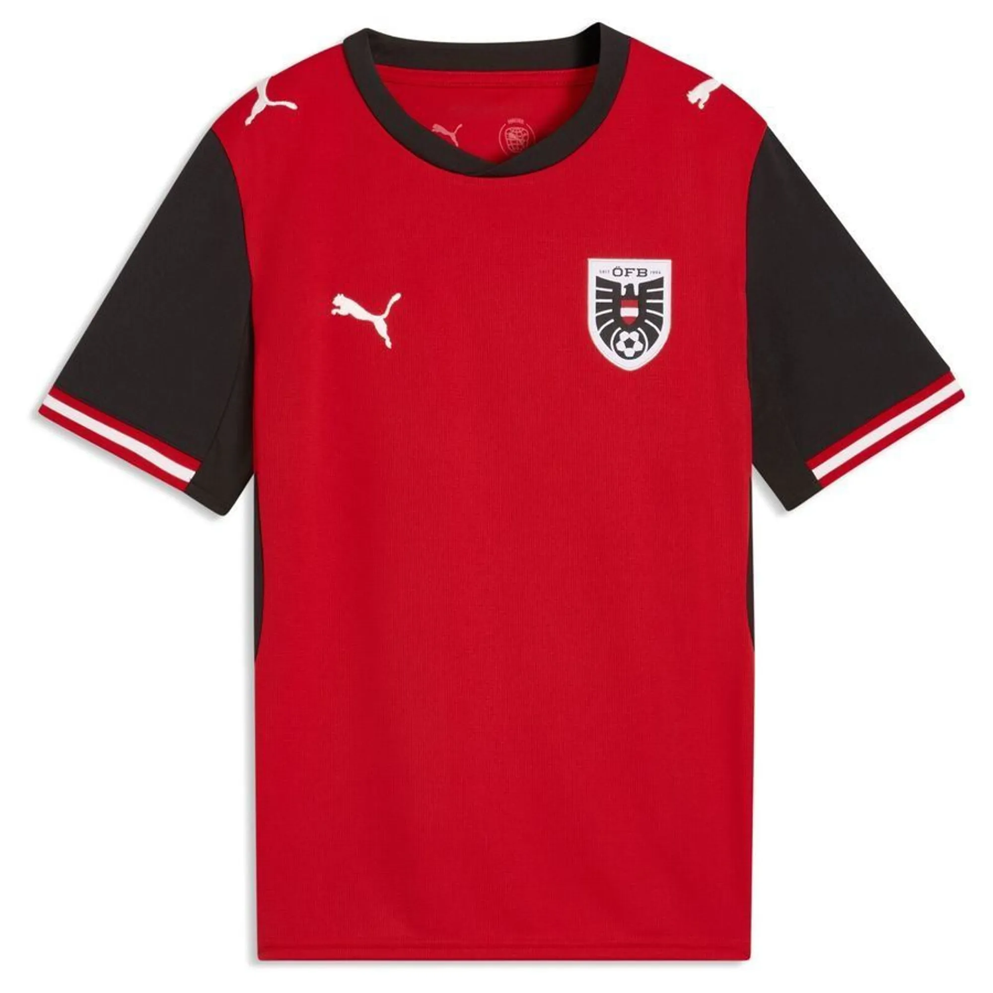 PUMA Austria Home Jersey Youth, Red/Black, size 11-12 Youth