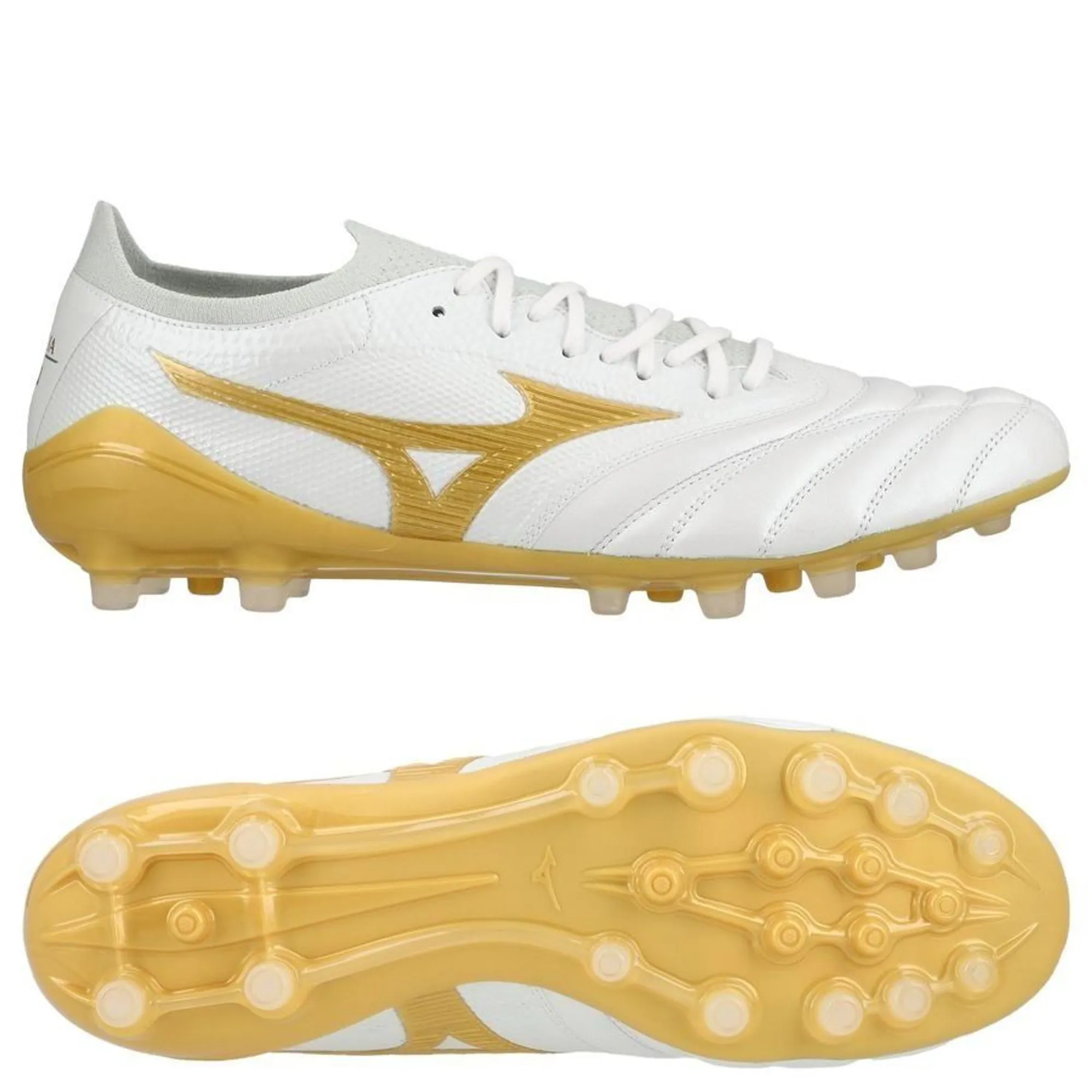 Mizuno Morelia Neo IV Beta Made In Japan AG White MP Gold Cool Gray