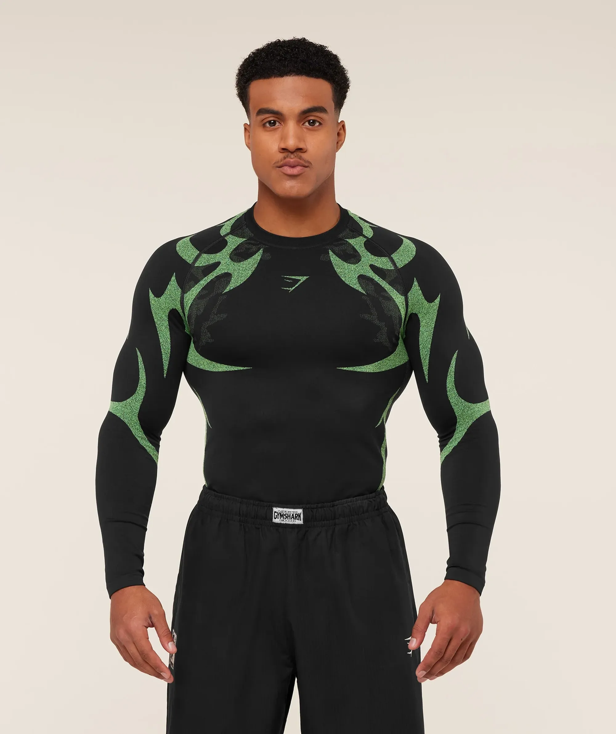  Storm Seamless Long Sleeve T-Shirt - Black/Active Green