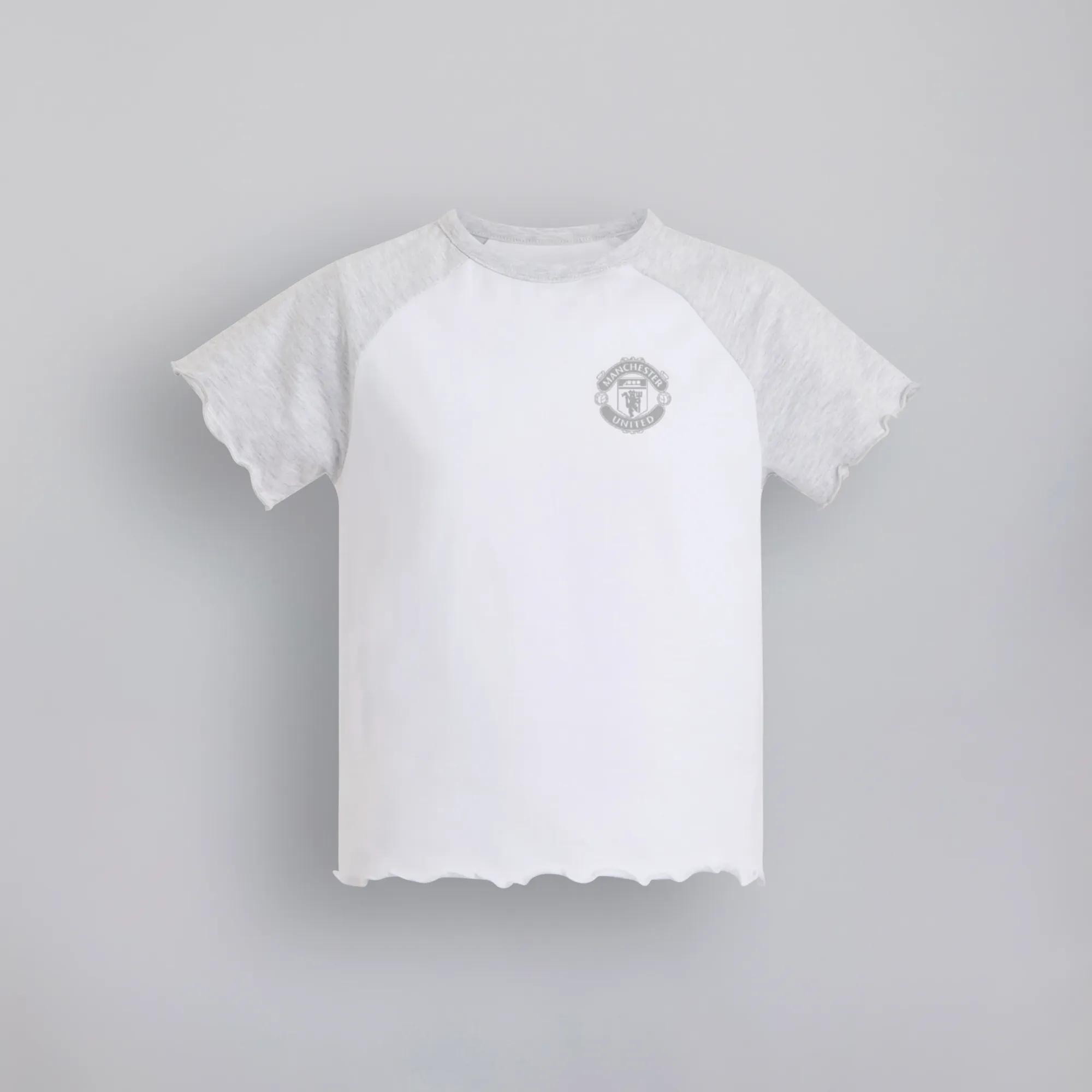 Manchester United Girls Raglan Pyjama Set with Cotton Bag Grey