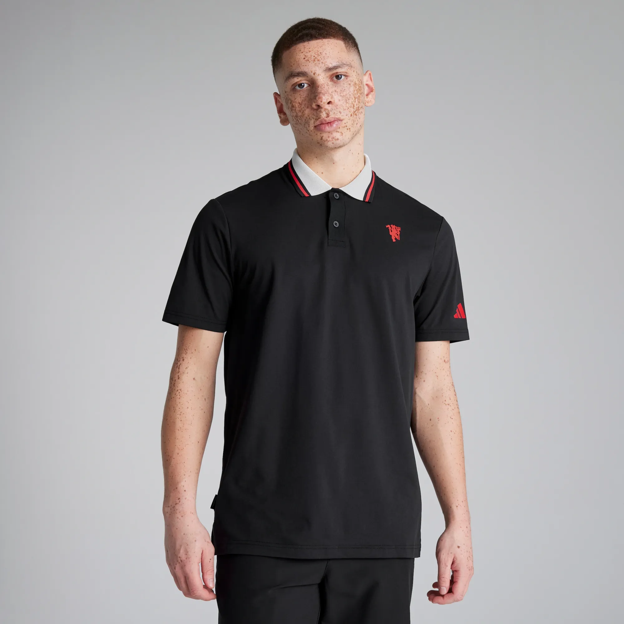 Manchester United x adidas Golf Twistknit Polo Shirt Black