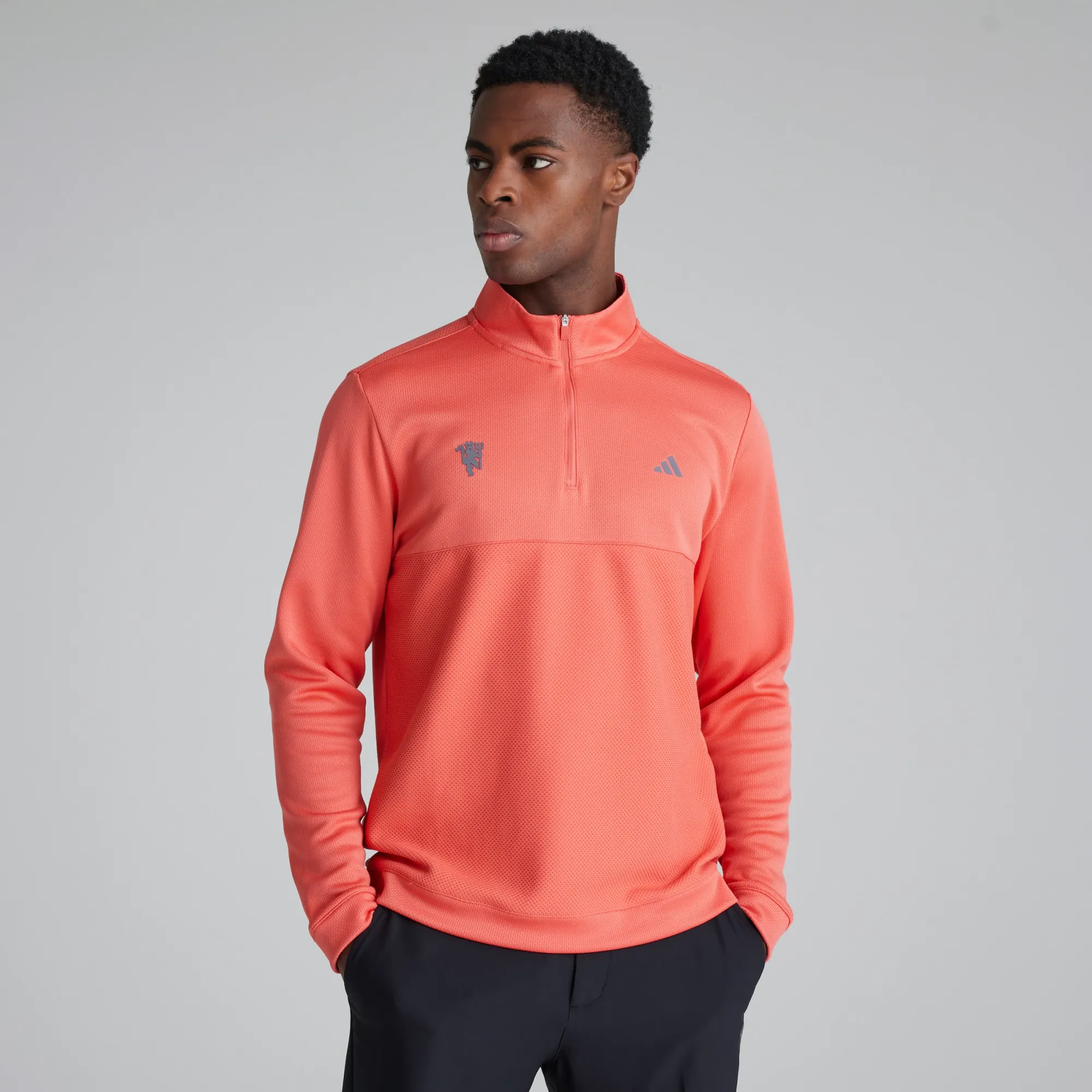 Manchester United x adidas Golf Ultimate365 Textured 1/4 Zip Red
