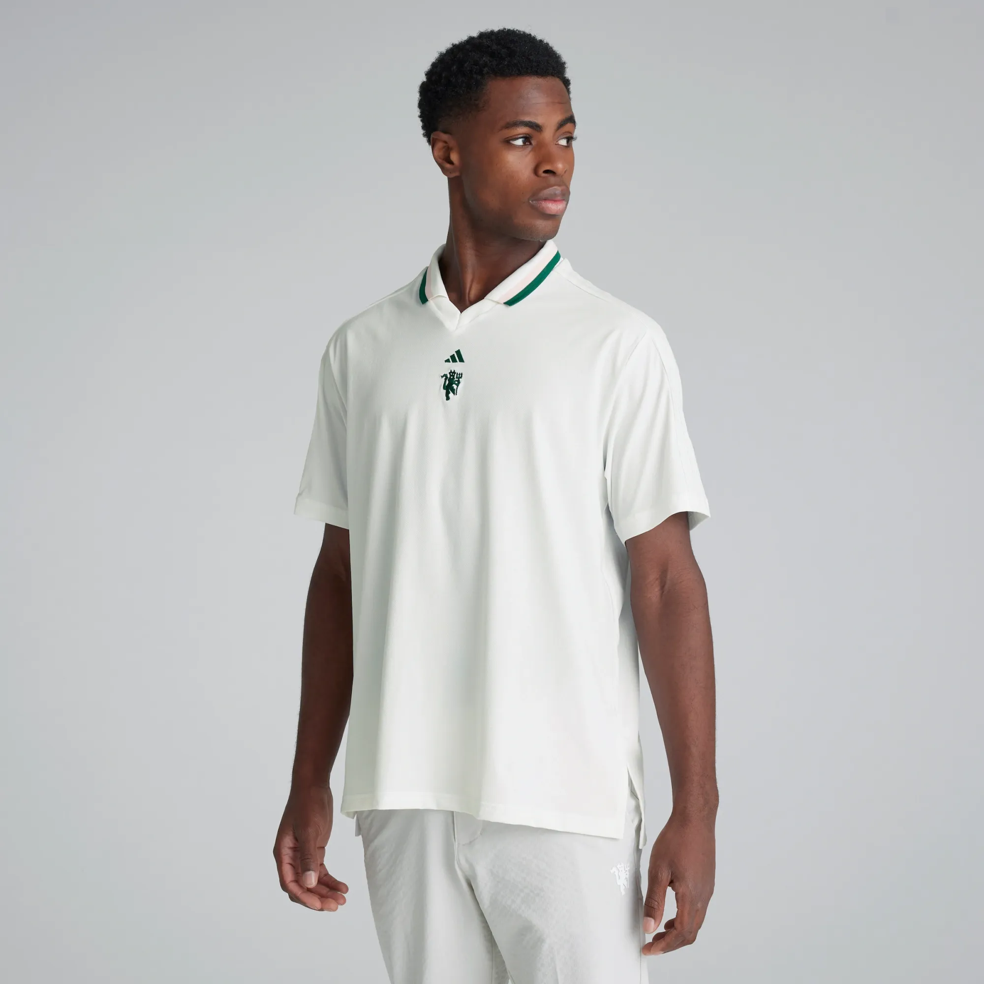 Manchester United x adidas Mens Golf Ultimate365 Golf Jersey Polo Shirt White
