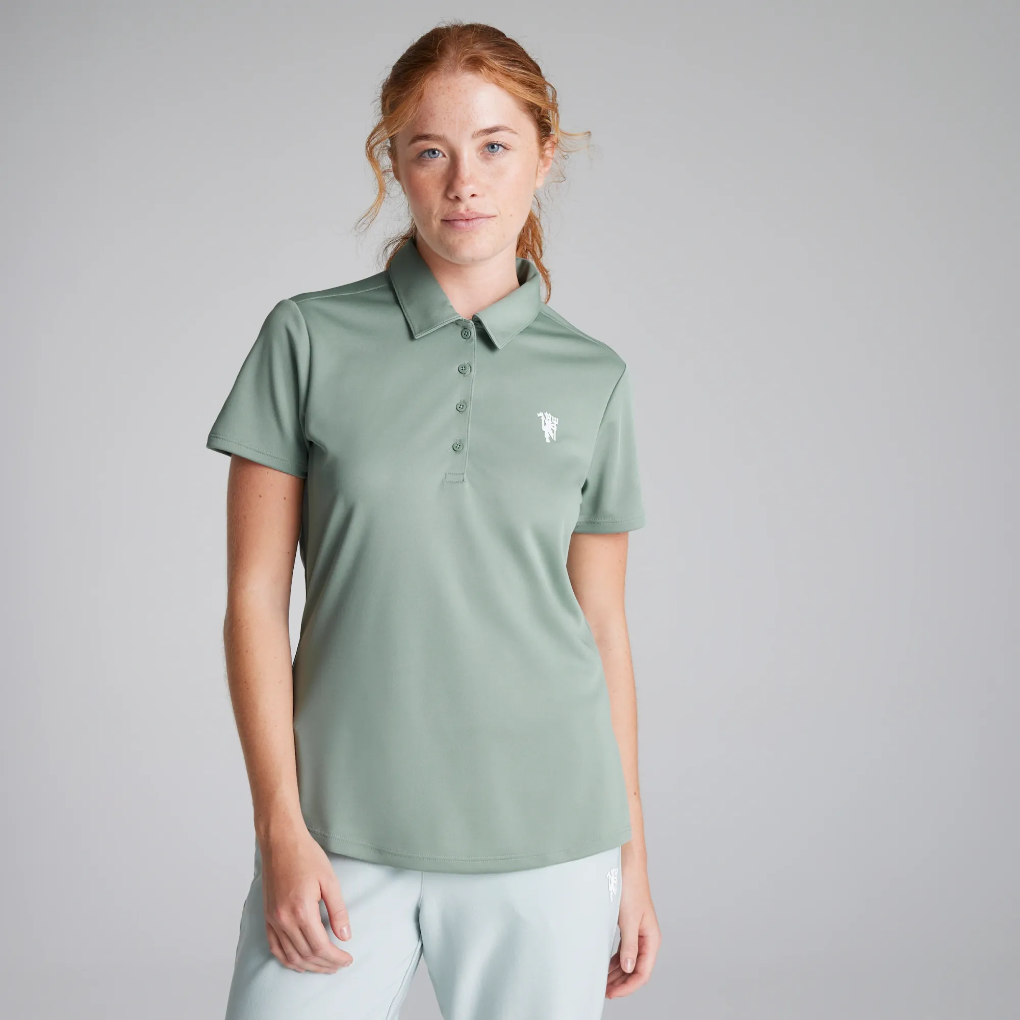Manchester United x adidas Womens Golf Solid Performance Polo Shirt Green