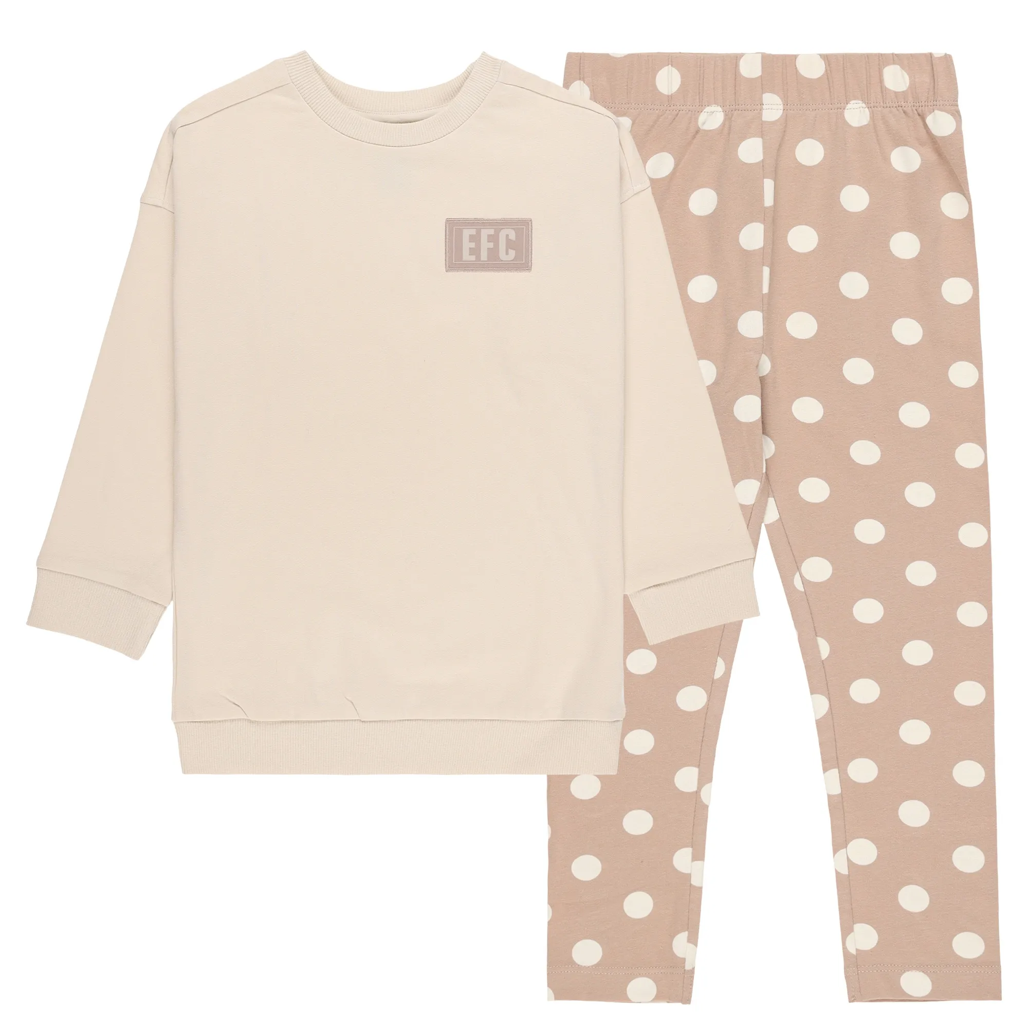 Everton Snuggle Polka Dot Pyjamas - Beige - Girls