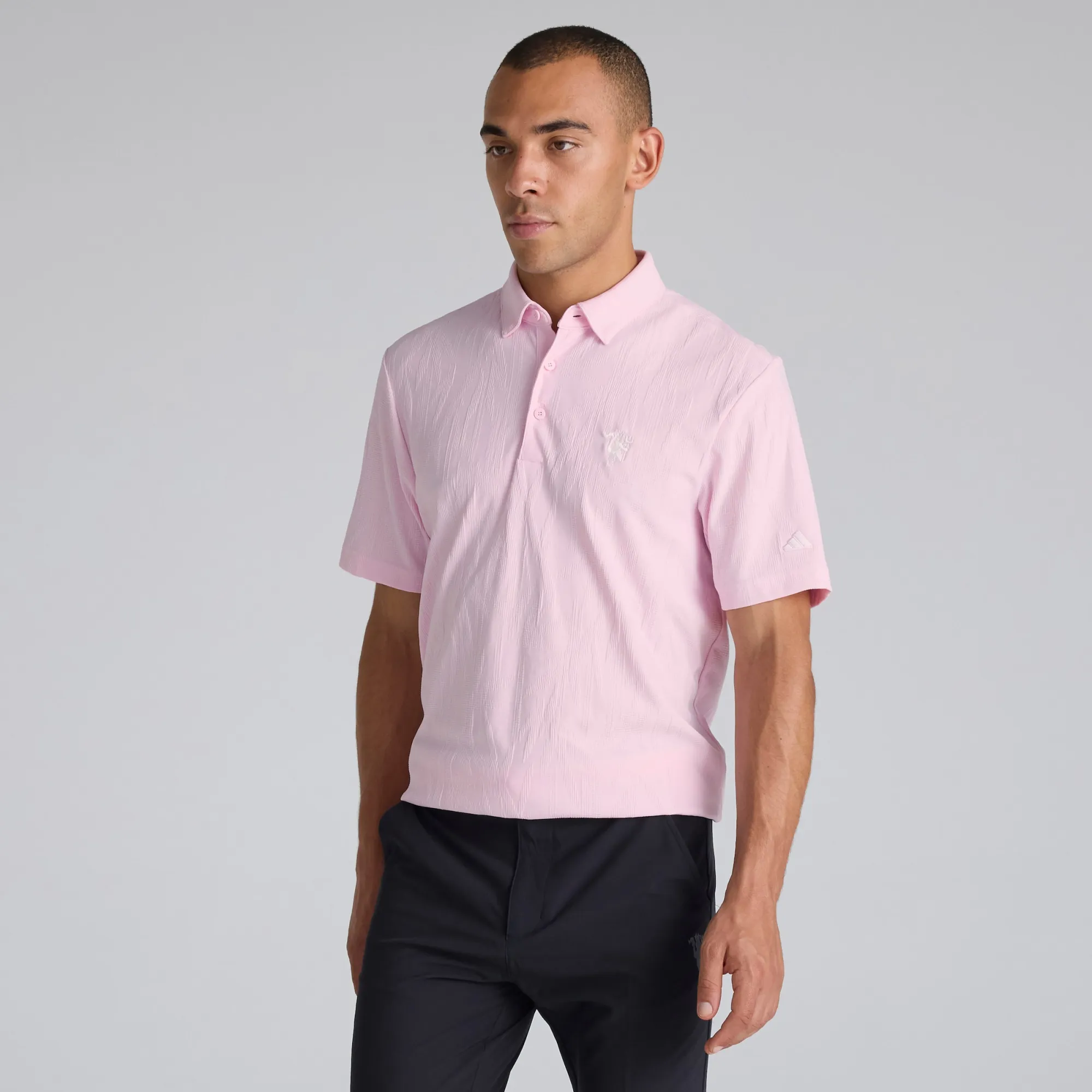 Manchester United x adidas Golf Go-To Textured Polo Shirt Pink