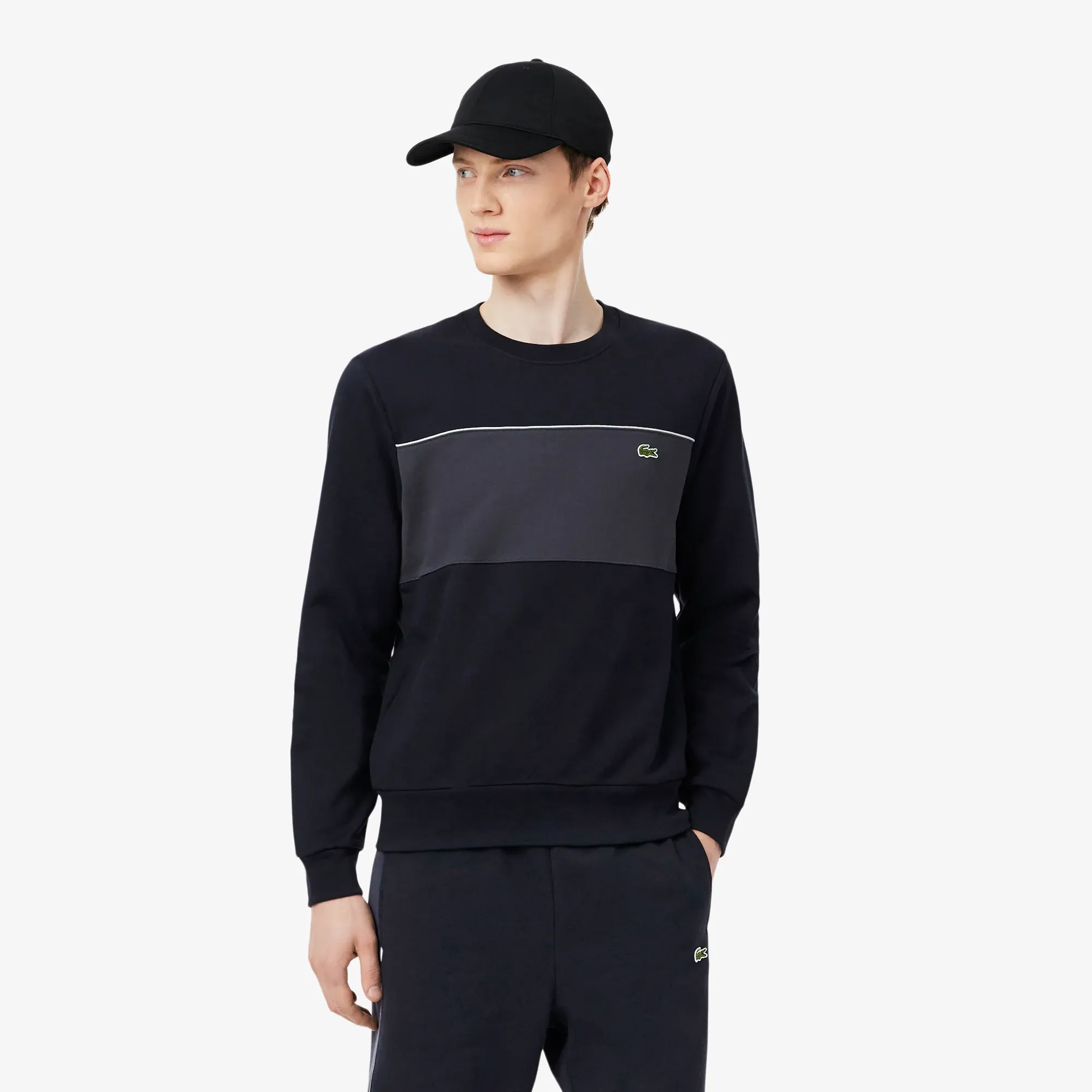 Lacoste Colour-Block Fleece Sweatshirt - Noir / Gris Fonce