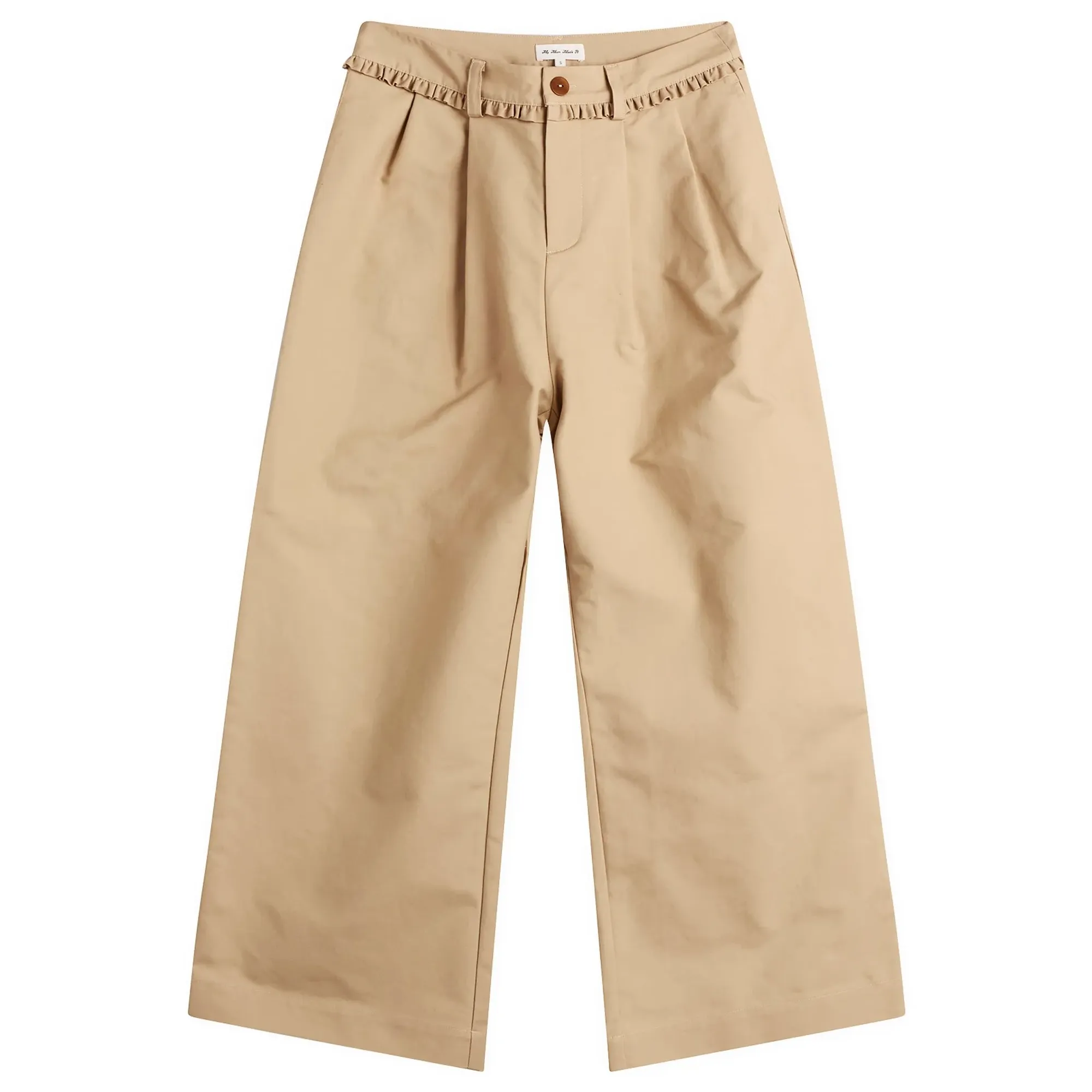 My Mum Made It Women's Pleat Cotton Trousers Fawn