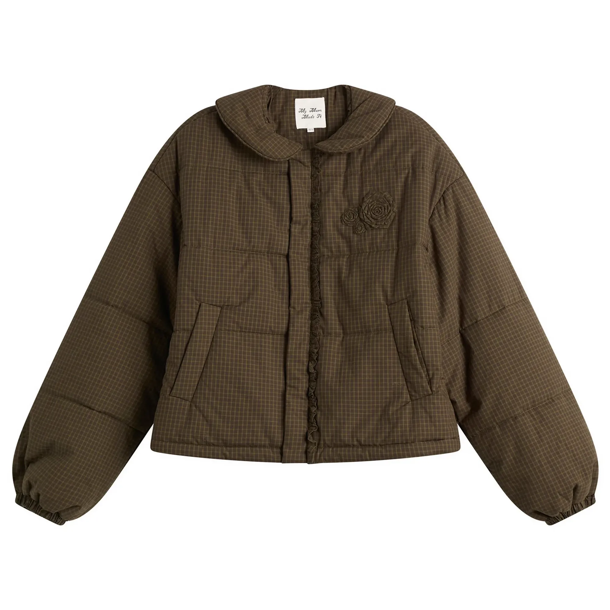 My Mum Made It Women's Rosette Puffer Jacket Ivy Check