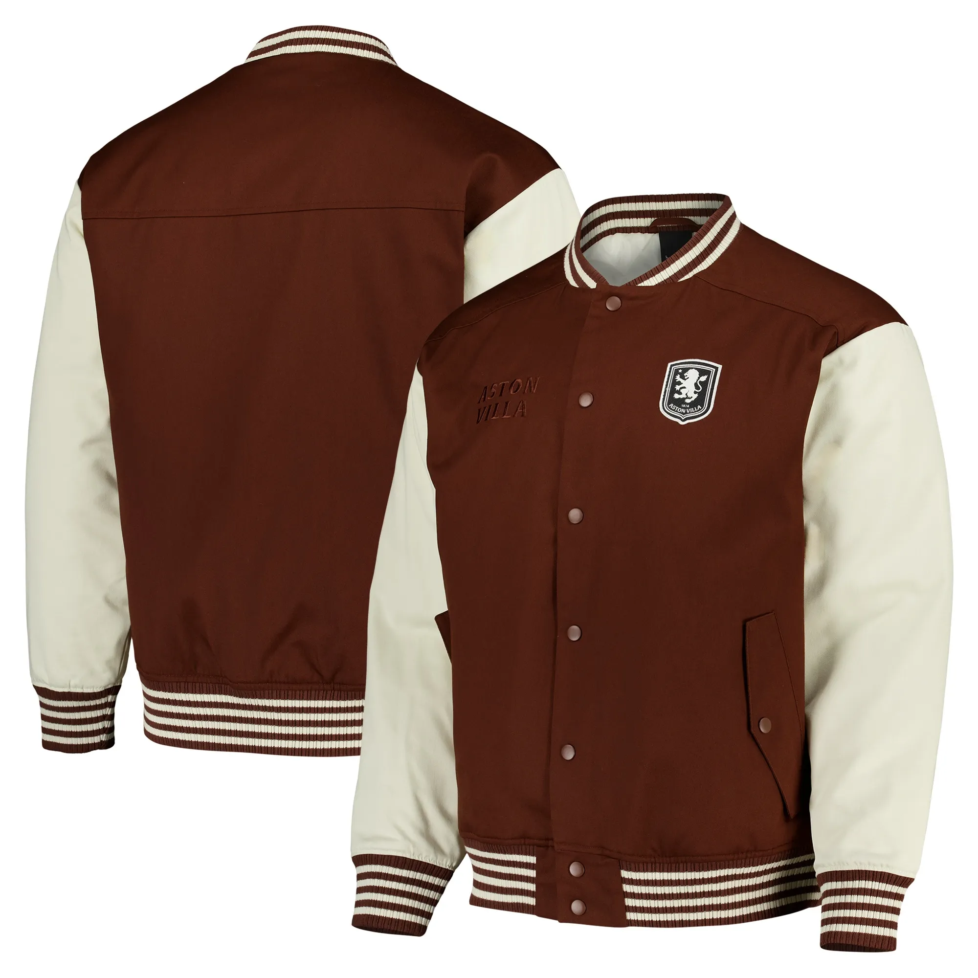Aston Villa Elements Varsity Jacket - Cappucino - Mens