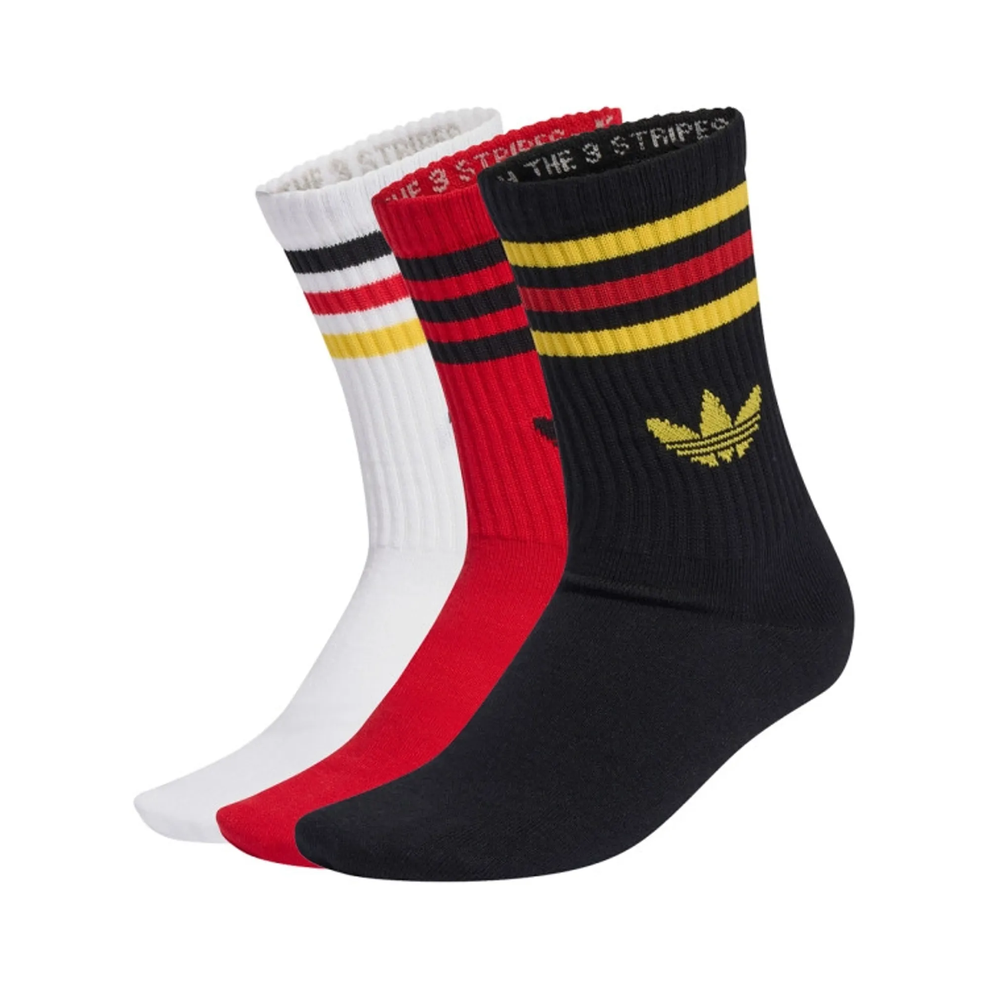 adidas Originals Adidas Mid Cut Crew 3 Pack Unisex Socks - Red