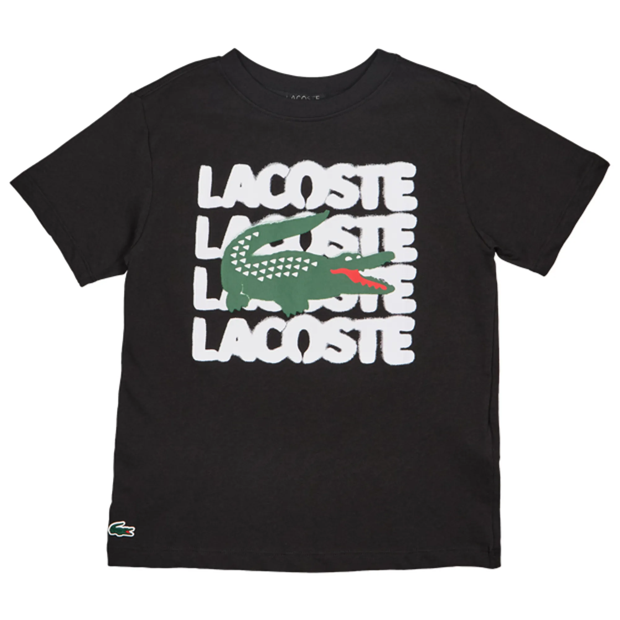 Lacoste Sprayed Word Kid's T-Shirts - Black