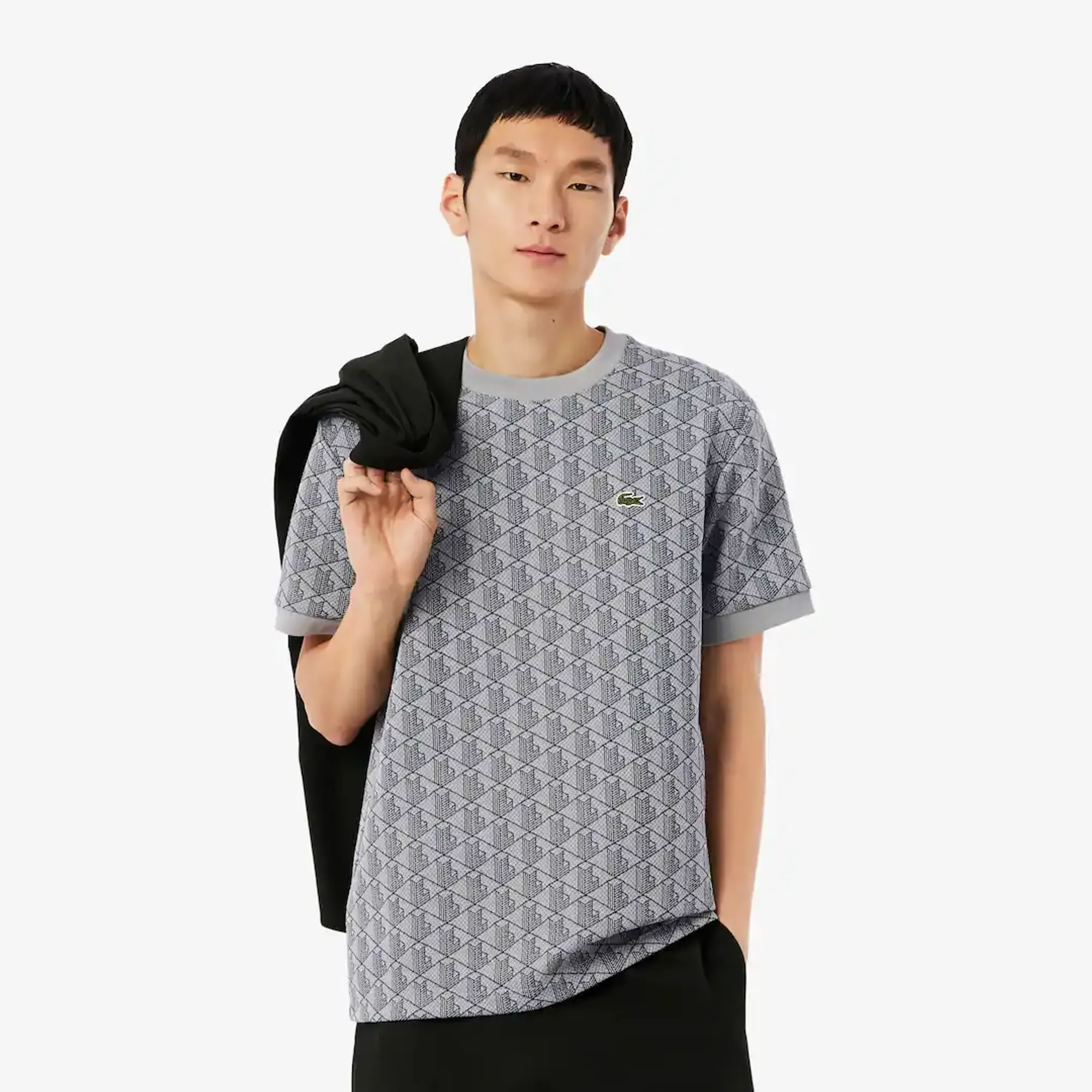 Lacoste Monogram Jacquard T-shirt - Gris Clair / Gris Fonce