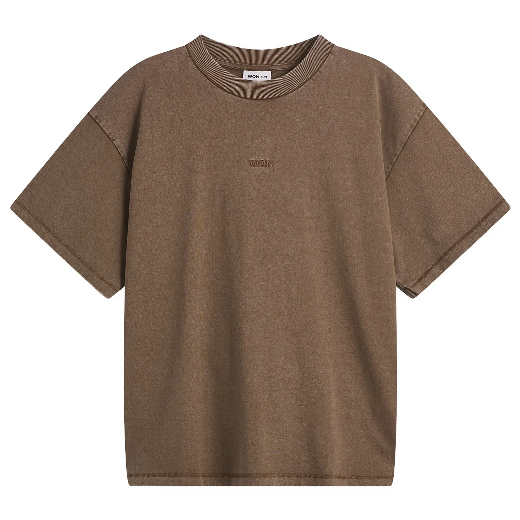 Won Hundred Men's Staff Boxy T-Shirt Washed Carafe Brown