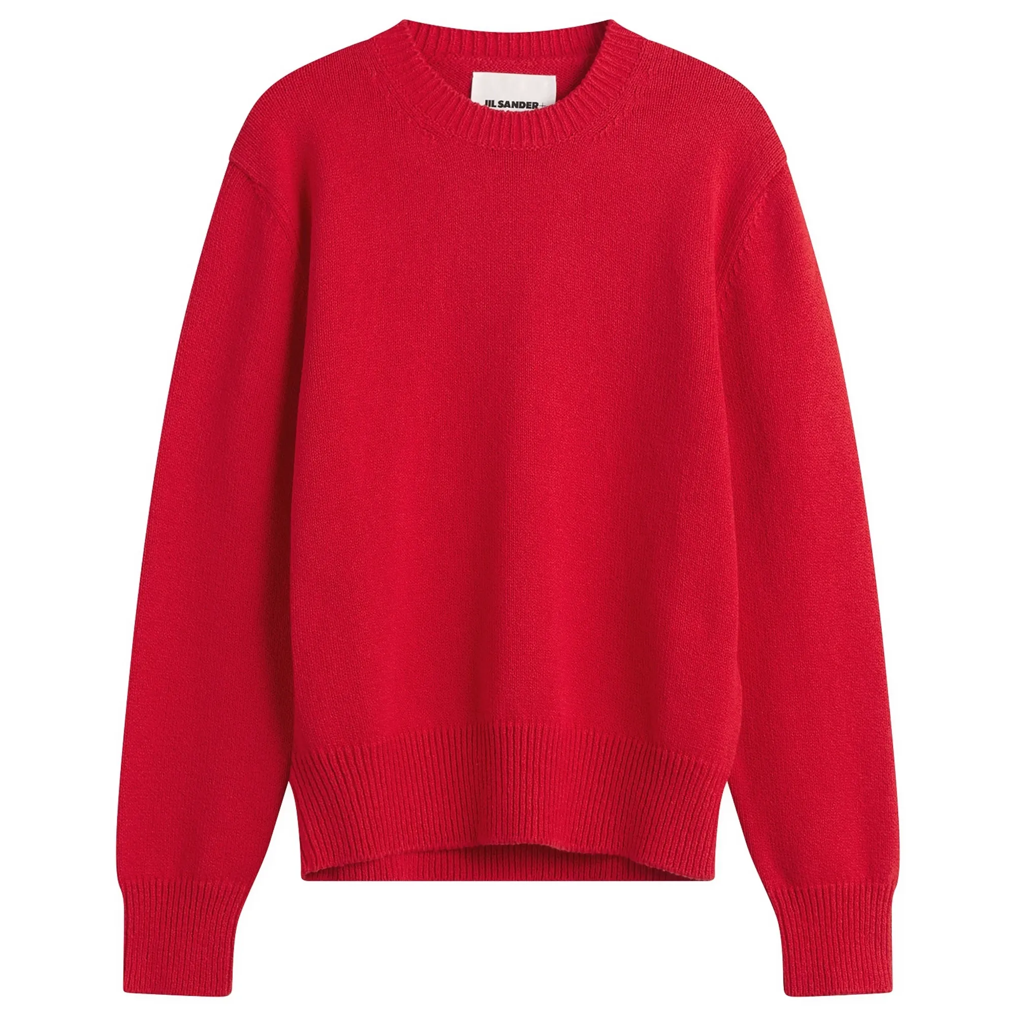 Jil Sander Men's Textured Cotton Crew Neck Jumper Rouge