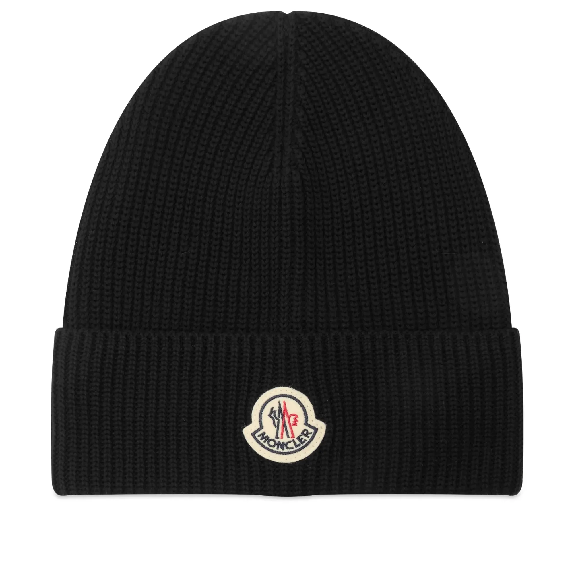 Moncler Men's Cotton Logo Beanie Black