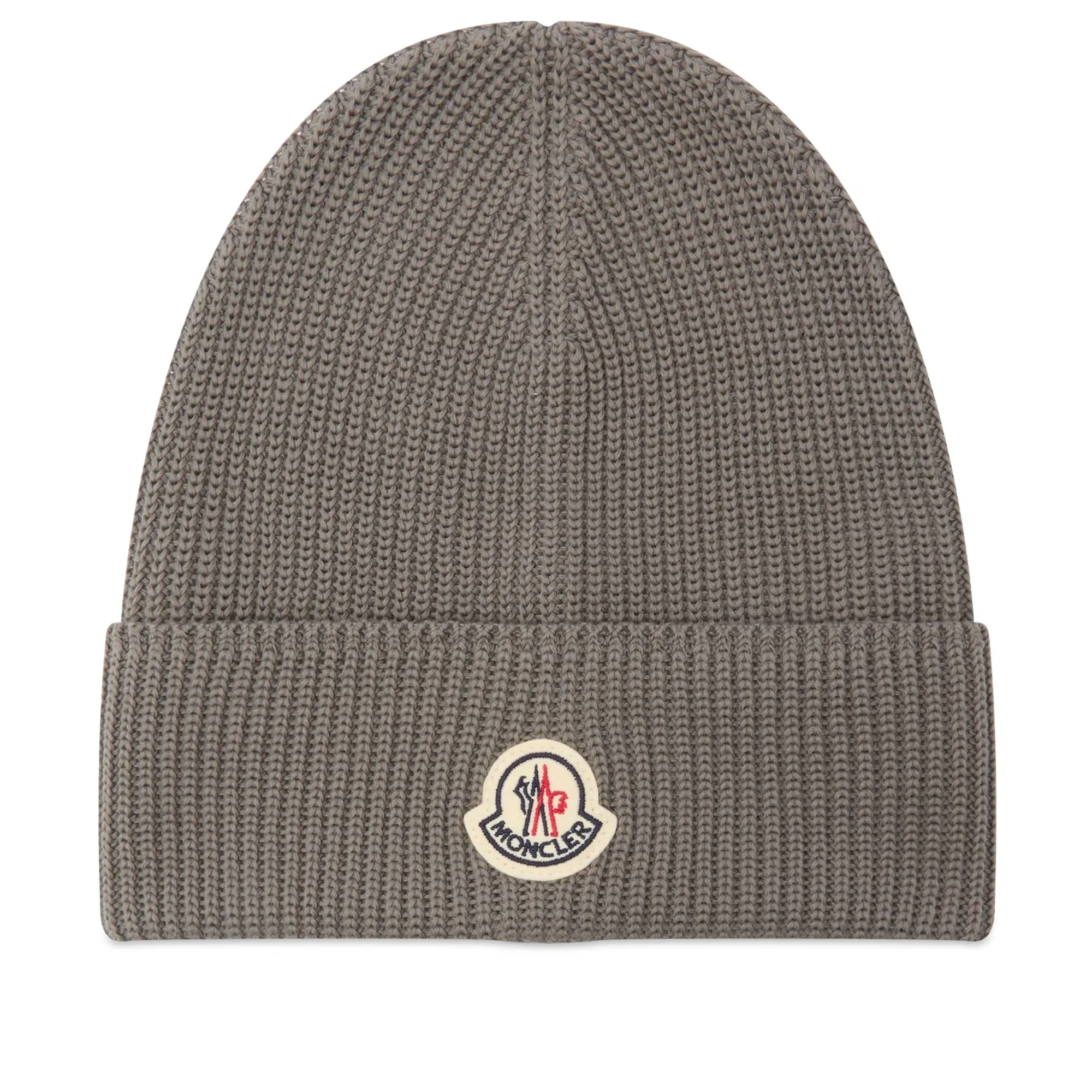 Moncler Men's Cotton Logo Beanie Grey