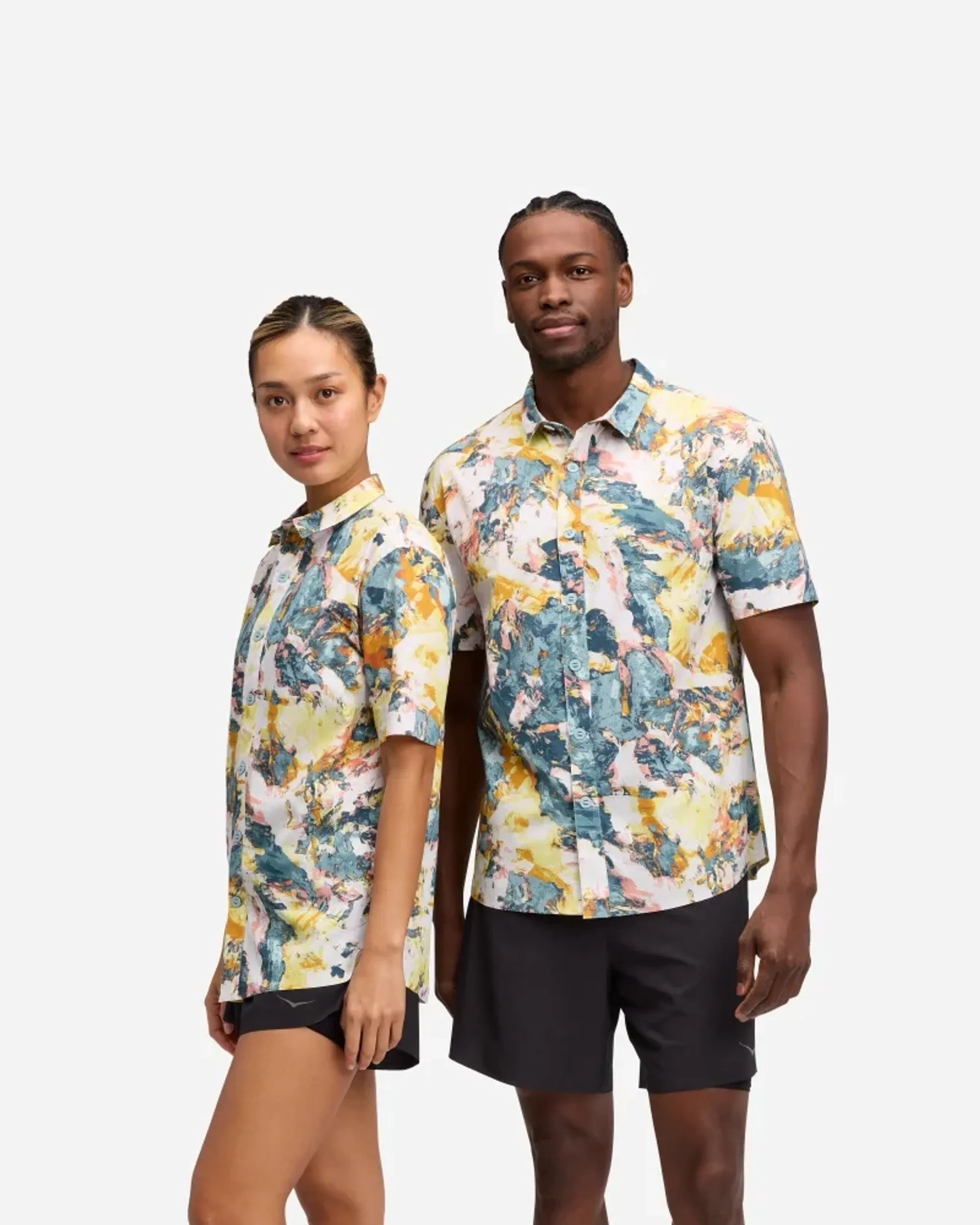 Hoka Men's Skyrun Polo In Sun Run Print