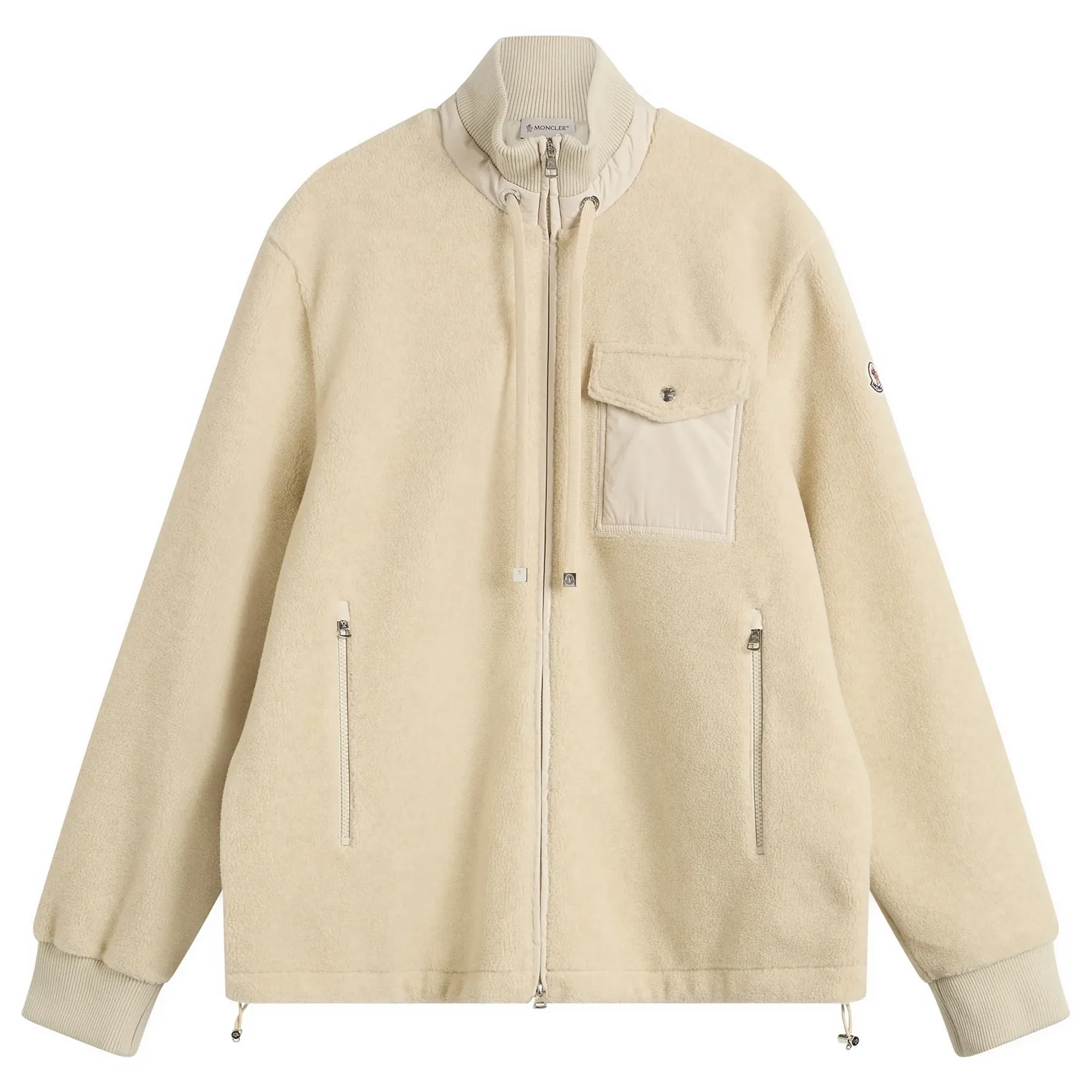 Moncler Men's Teddy Fleece Zip Up Fleece Beige
