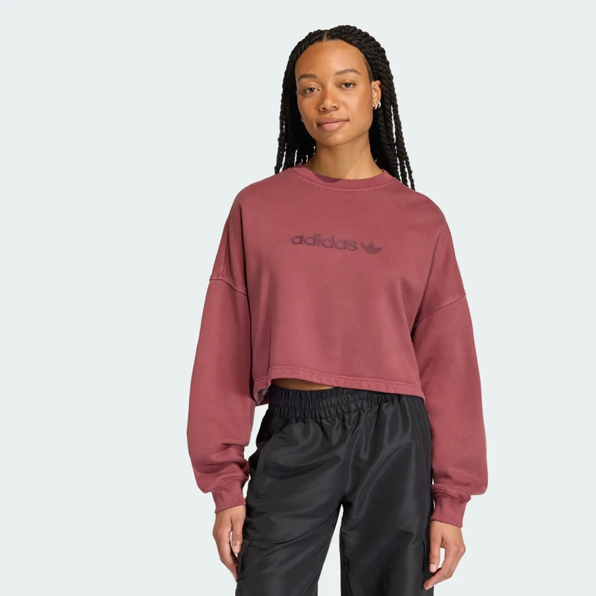 adidas ESSENTIALS LINEAR CROPPED SWEATSHIRT