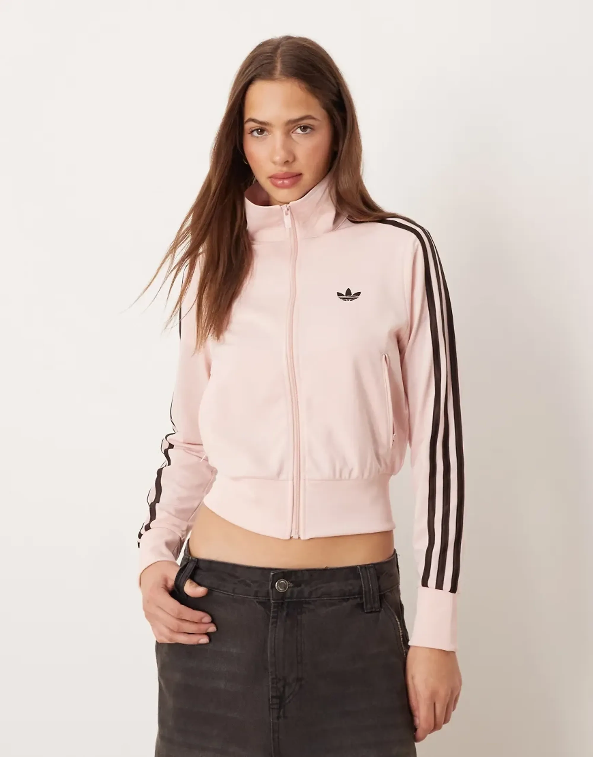 Adidas Originals Firebird Classic Track Top In Sandy Pink / Aurora Coffee