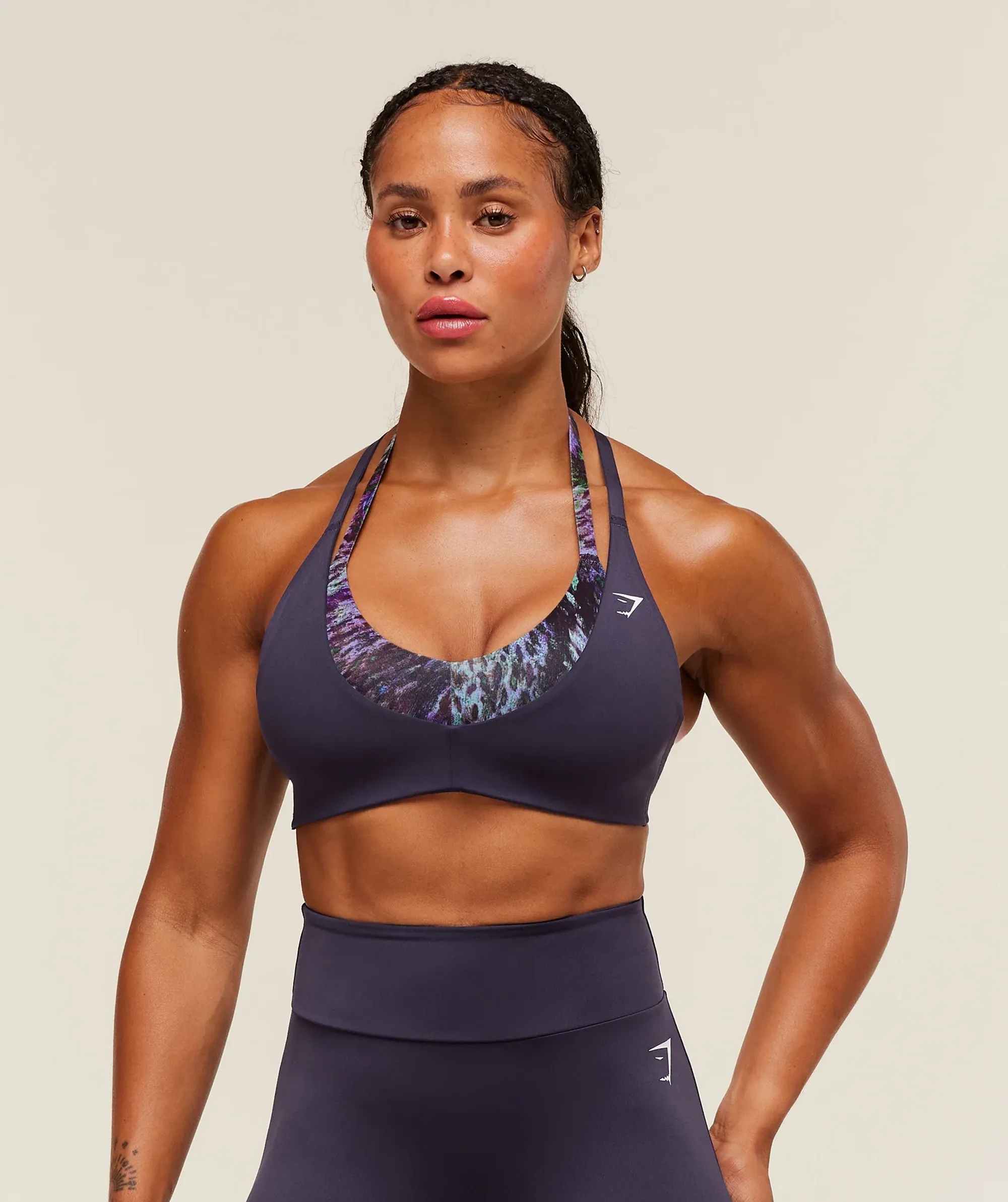 Gymshark Reps T Back Sports Bra - Midnight Purple/Morning Blue