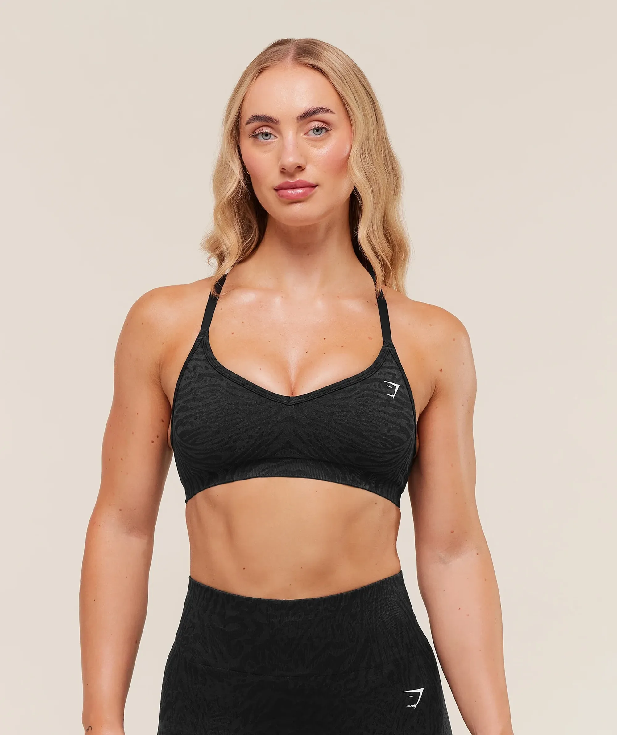 Gymshark Adapt Animal Seamless Sports Bra - Black/Asphalt Grey