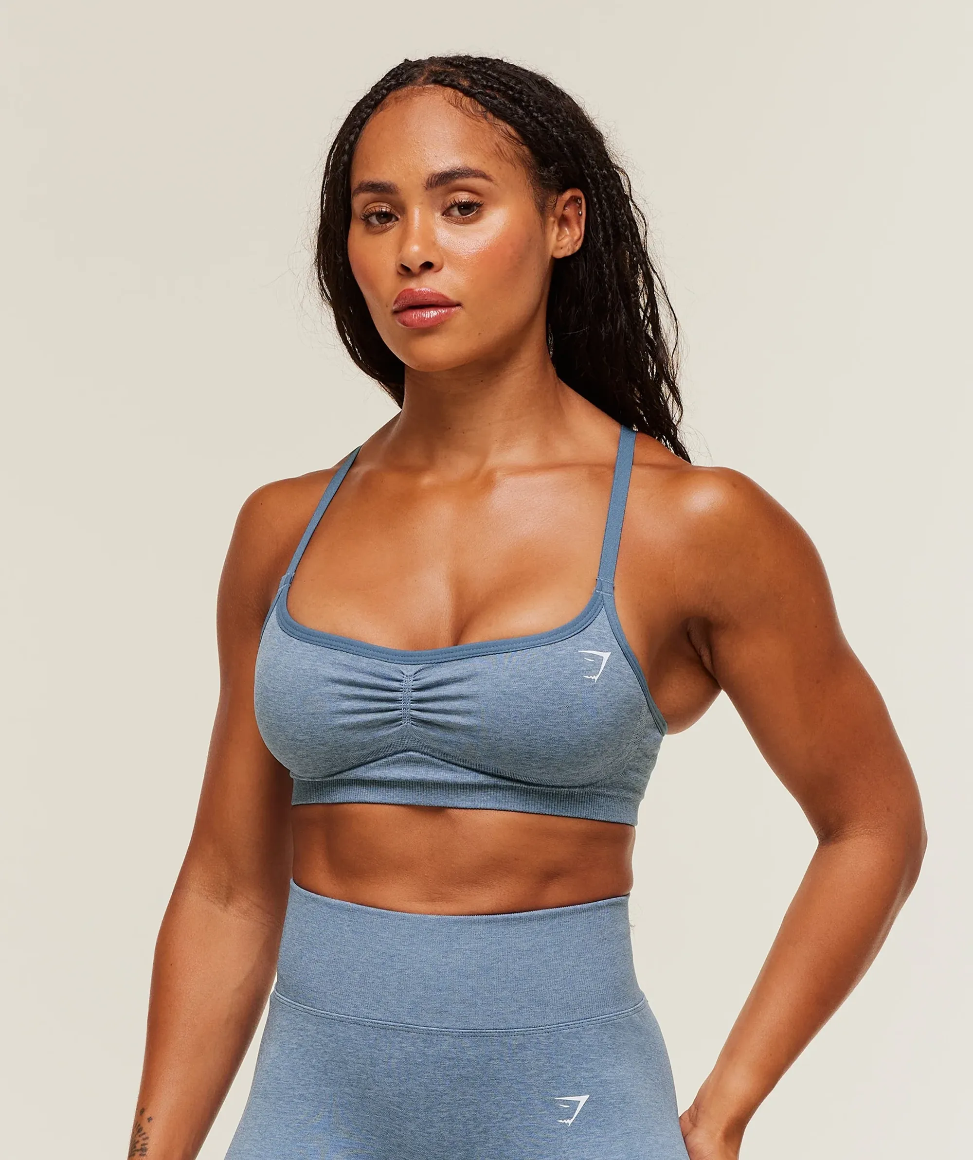 Gymshark Lift Seamless Sports Bra - Worn Blue/Peri Blue Marl