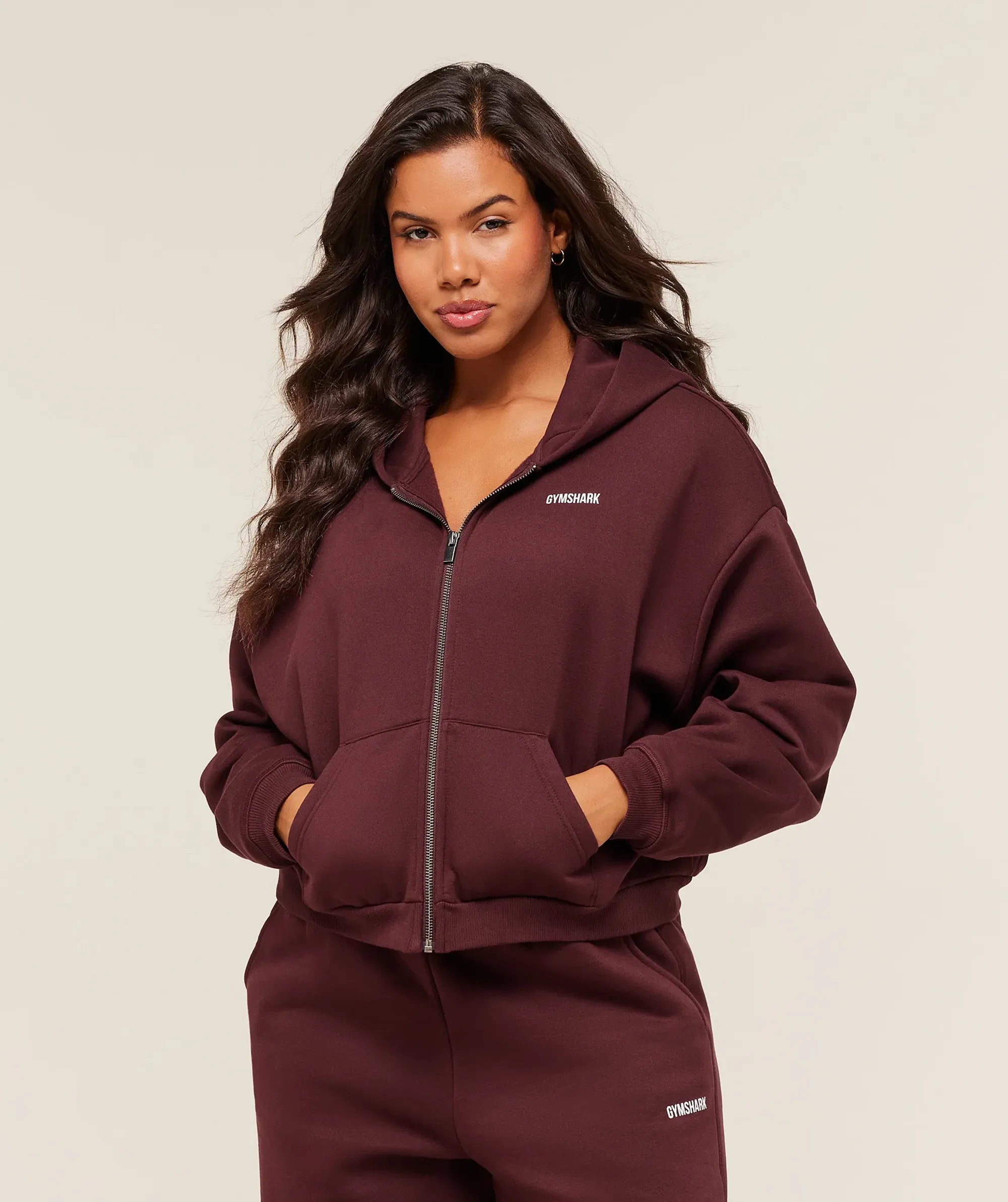 Gymshark Cosy Luxe Zip Through Hoodie  - Rich Maroon