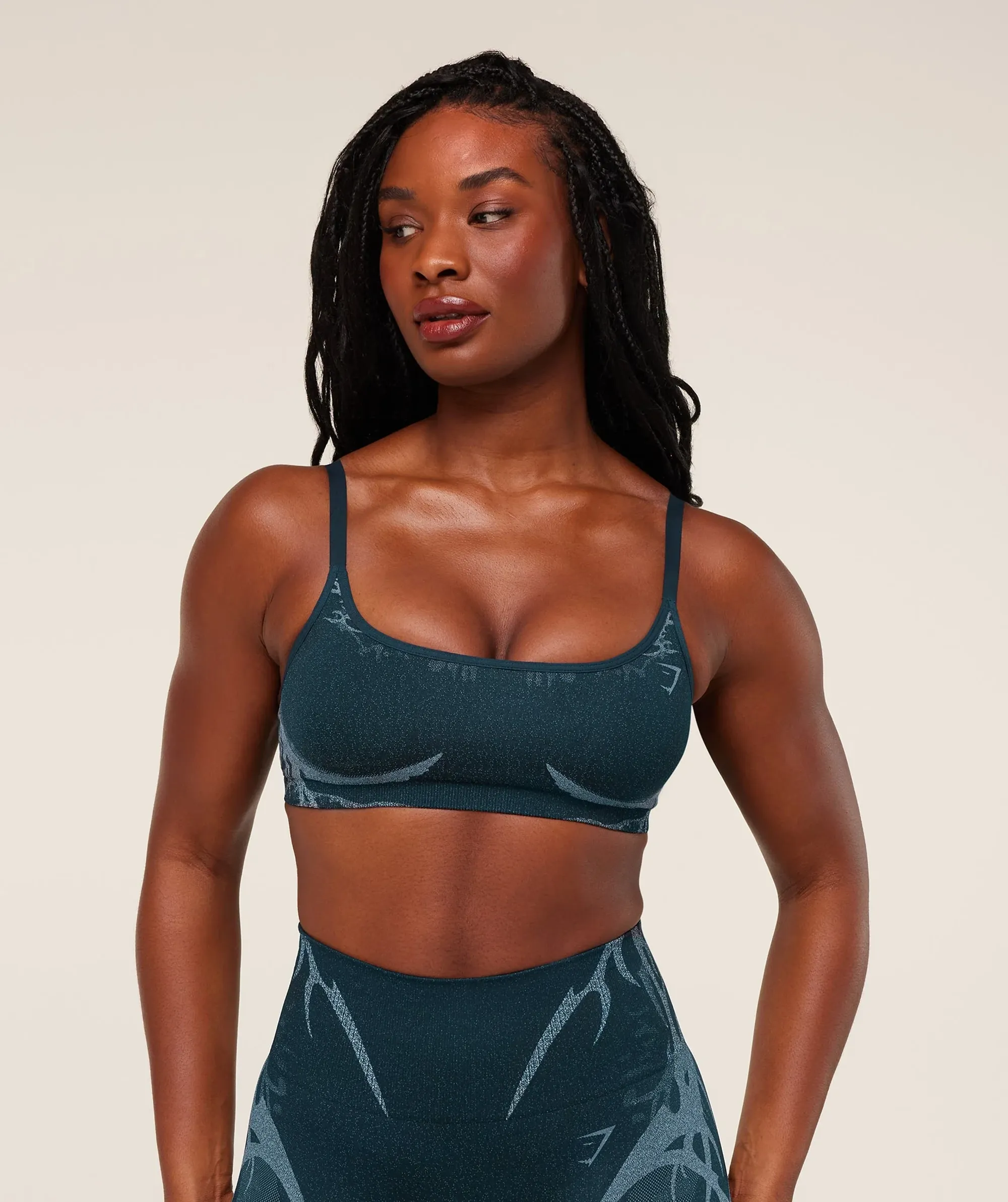 Gymshark Storm Seamless Sports Bra - Deep Petrol Blue/Smoke Blue