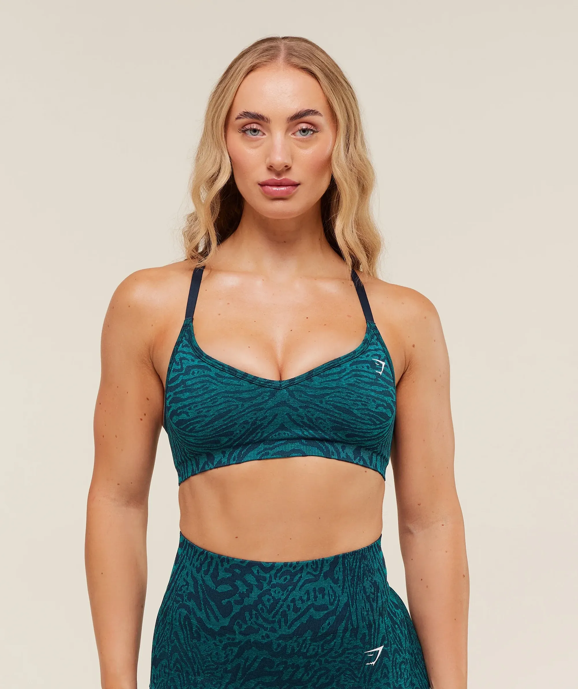 Gymshark Adapt Animal Seamless Sports Bra - Navy/Brand Blue