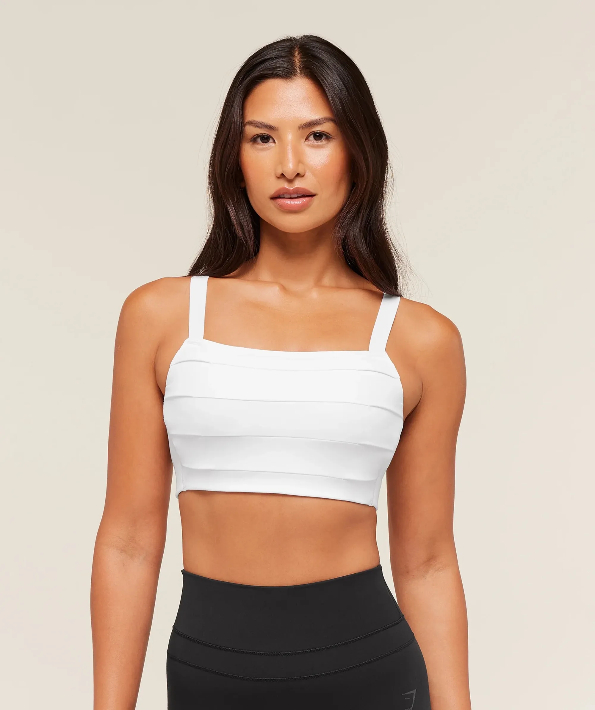 Gymshark Pleated Medium Support Sports Bra - White