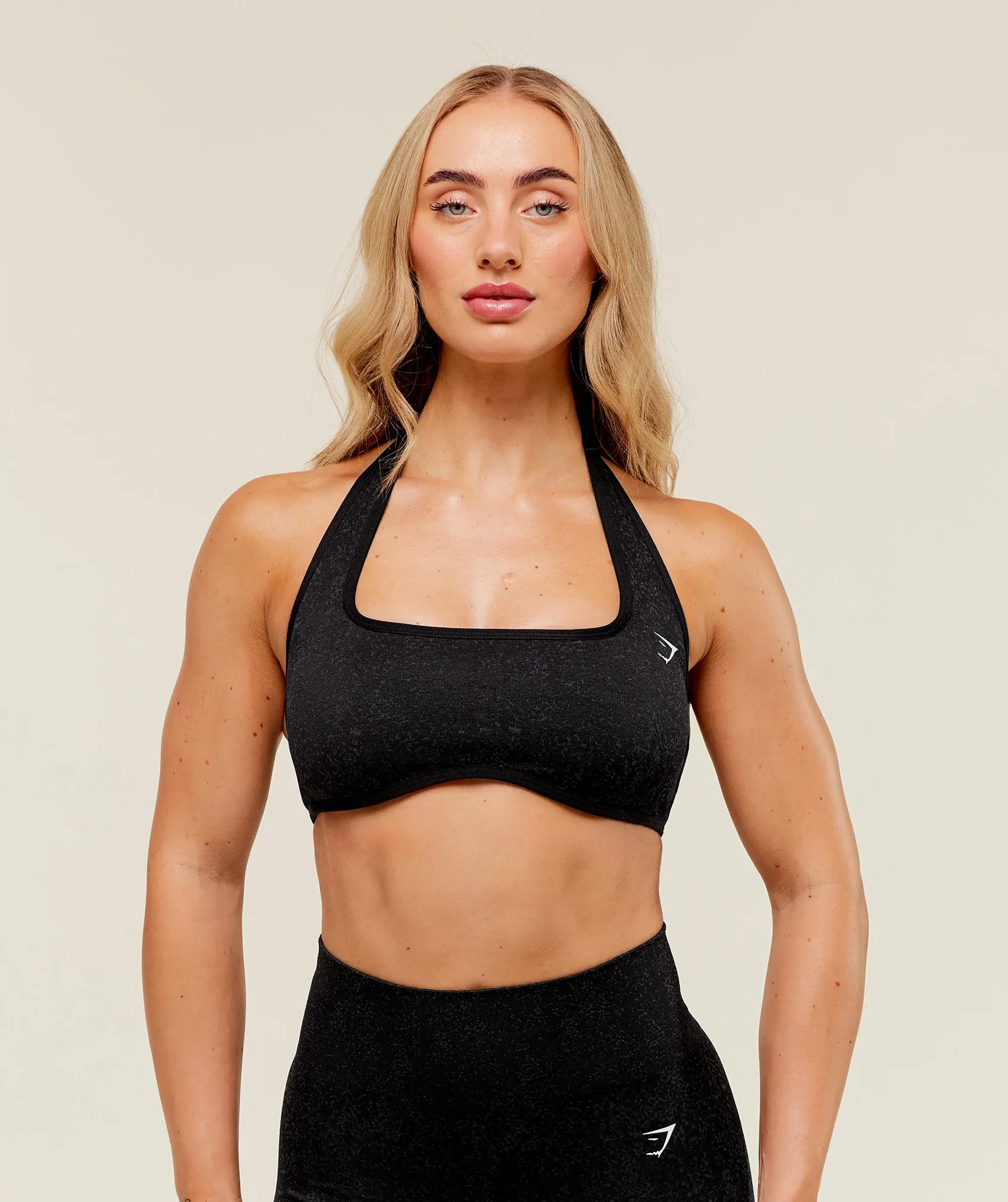 Gymshark Adapt Fleck x Whitney Halterneck Sports Bra - Black