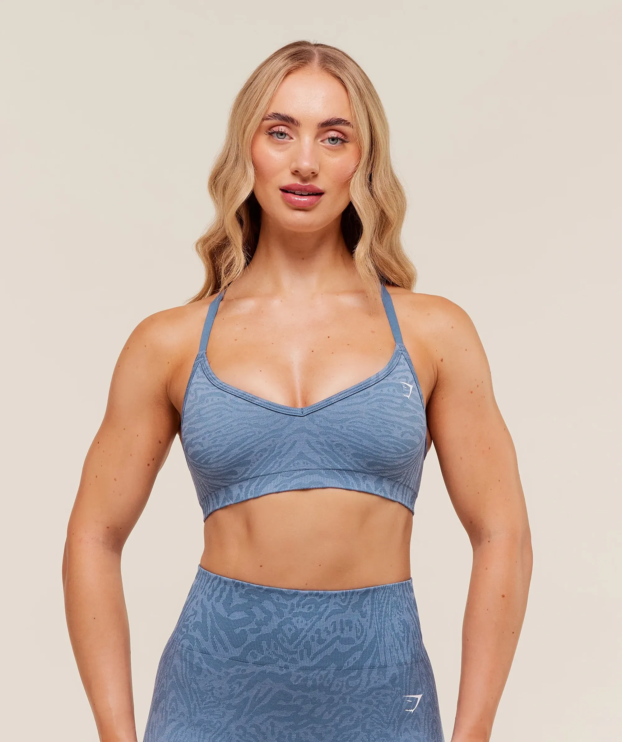 Gymshark Adapt Animal Seamless Sports Bra - Worn Blue/Peri Blue