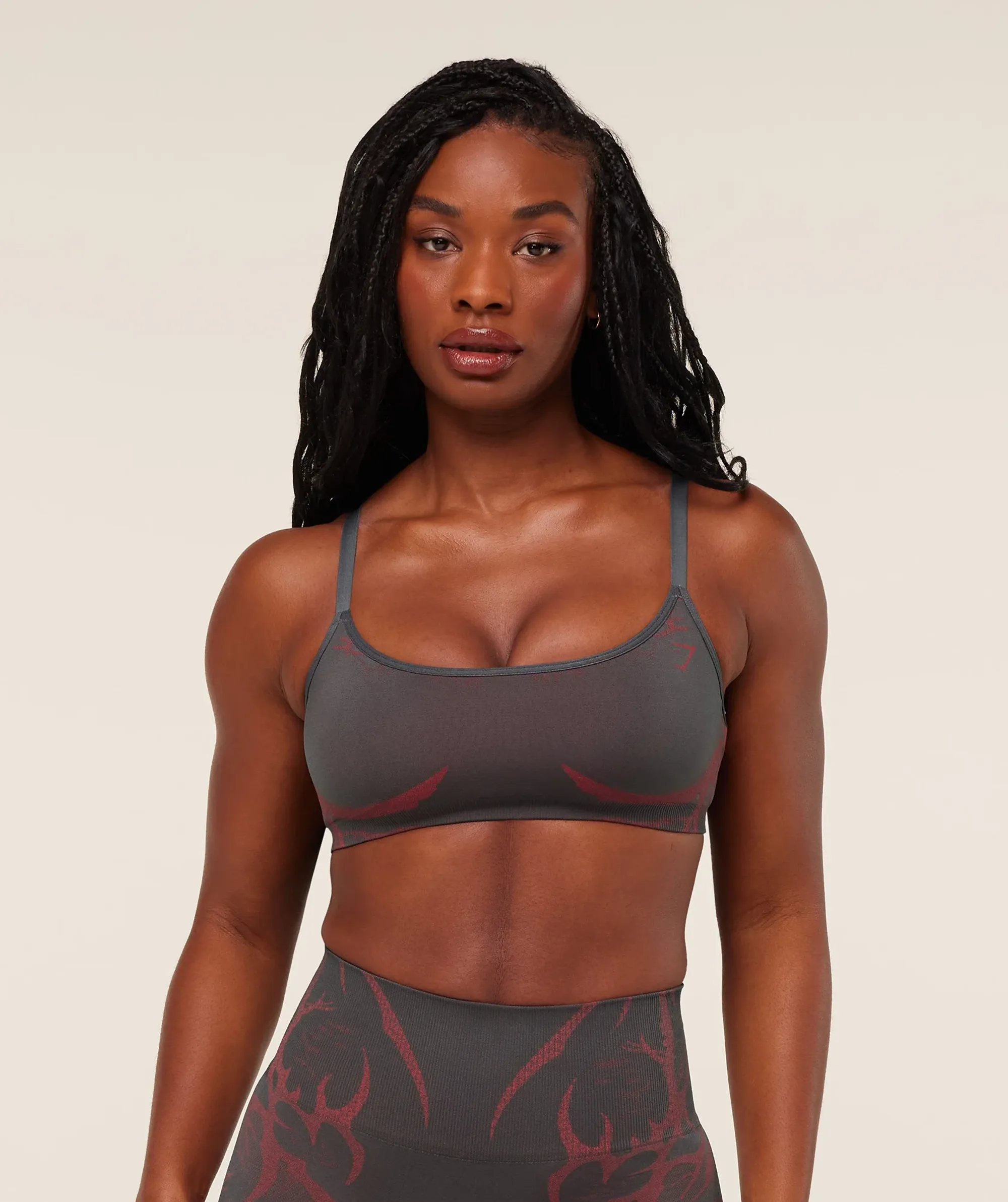 Gymshark Storm Seamless Sports Bra - GS Dark Grey/GS Zesty Red