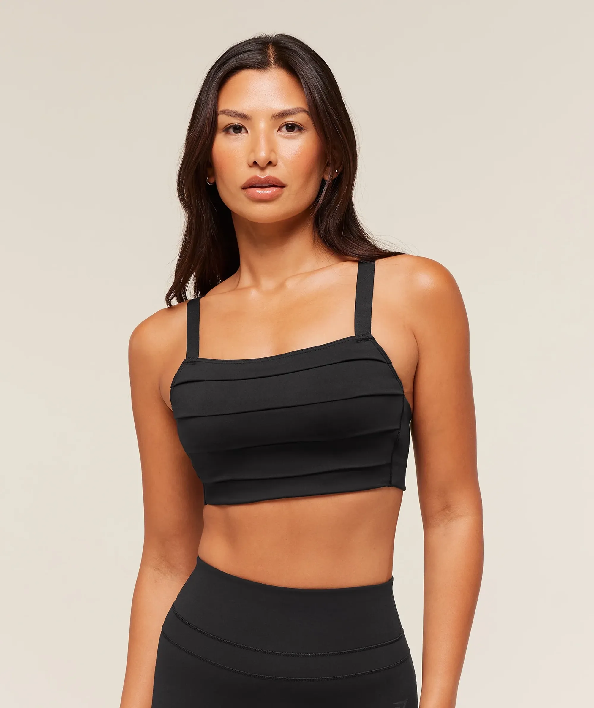Gymshark Pleated Medium Support Sports Bra - Black