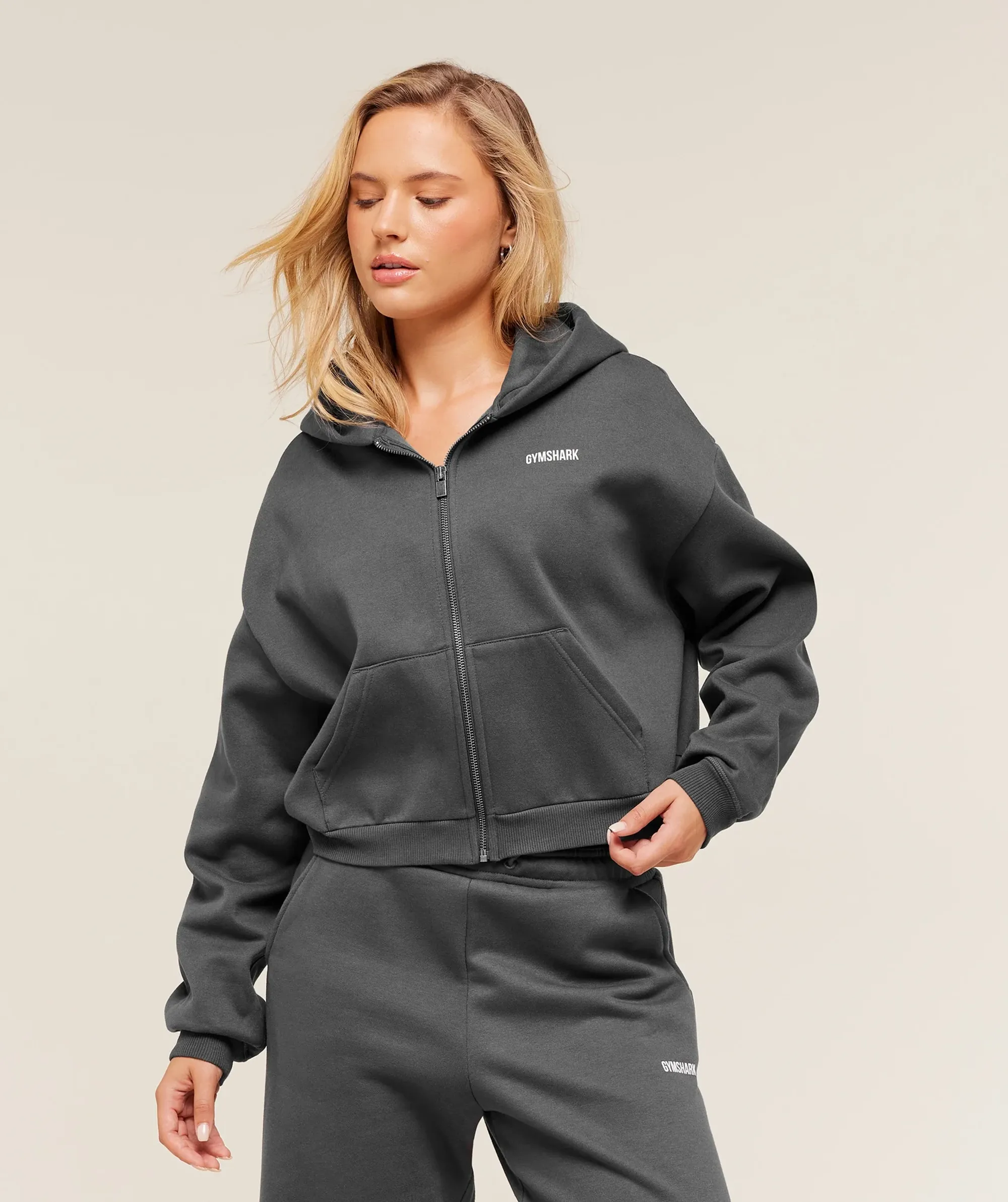Gymshark Cosy Luxe Zip Through Hoodie  - Onyx Grey