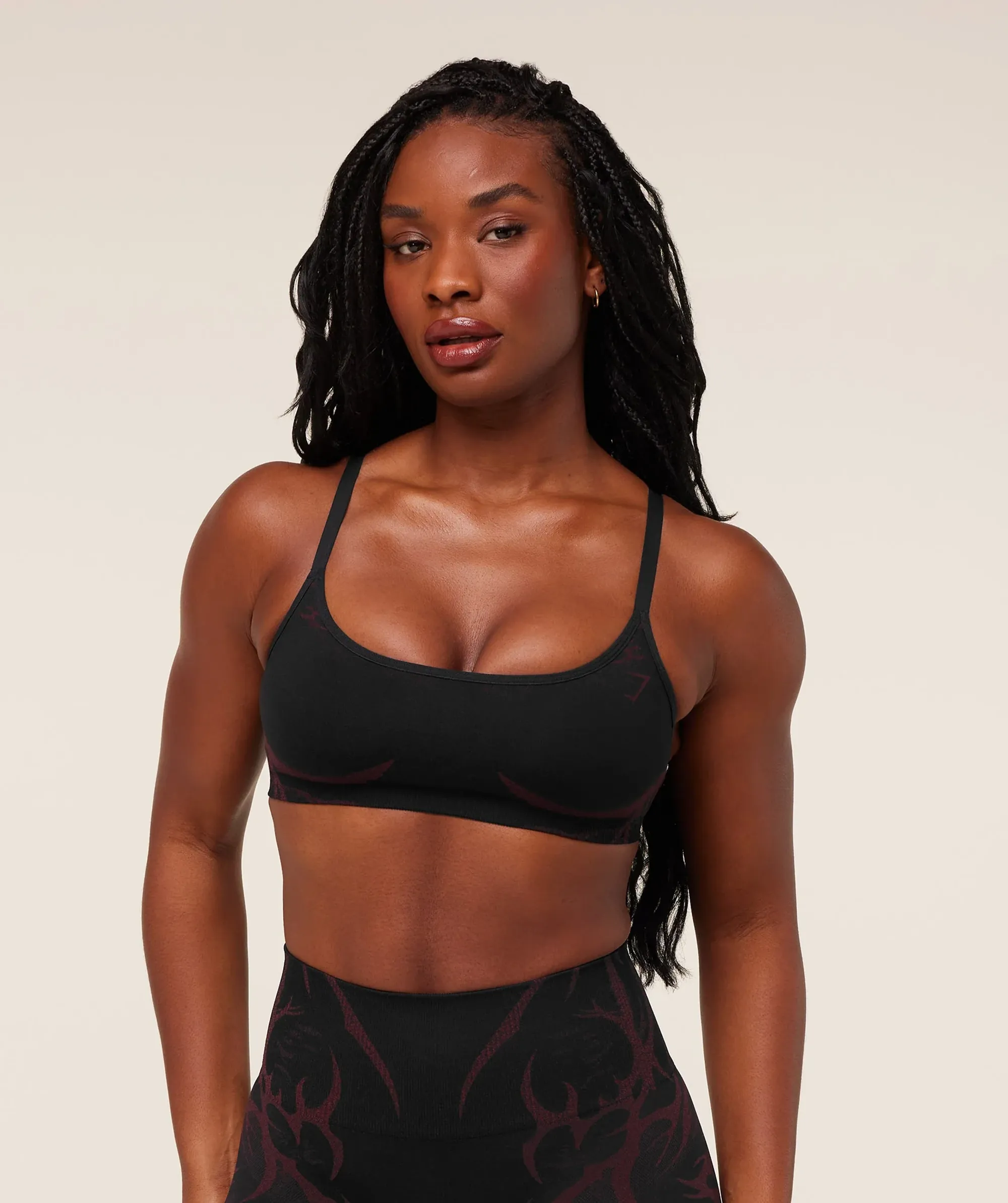 Gymshark Storm Seamless Sports Bra - Black/Rich Maroon