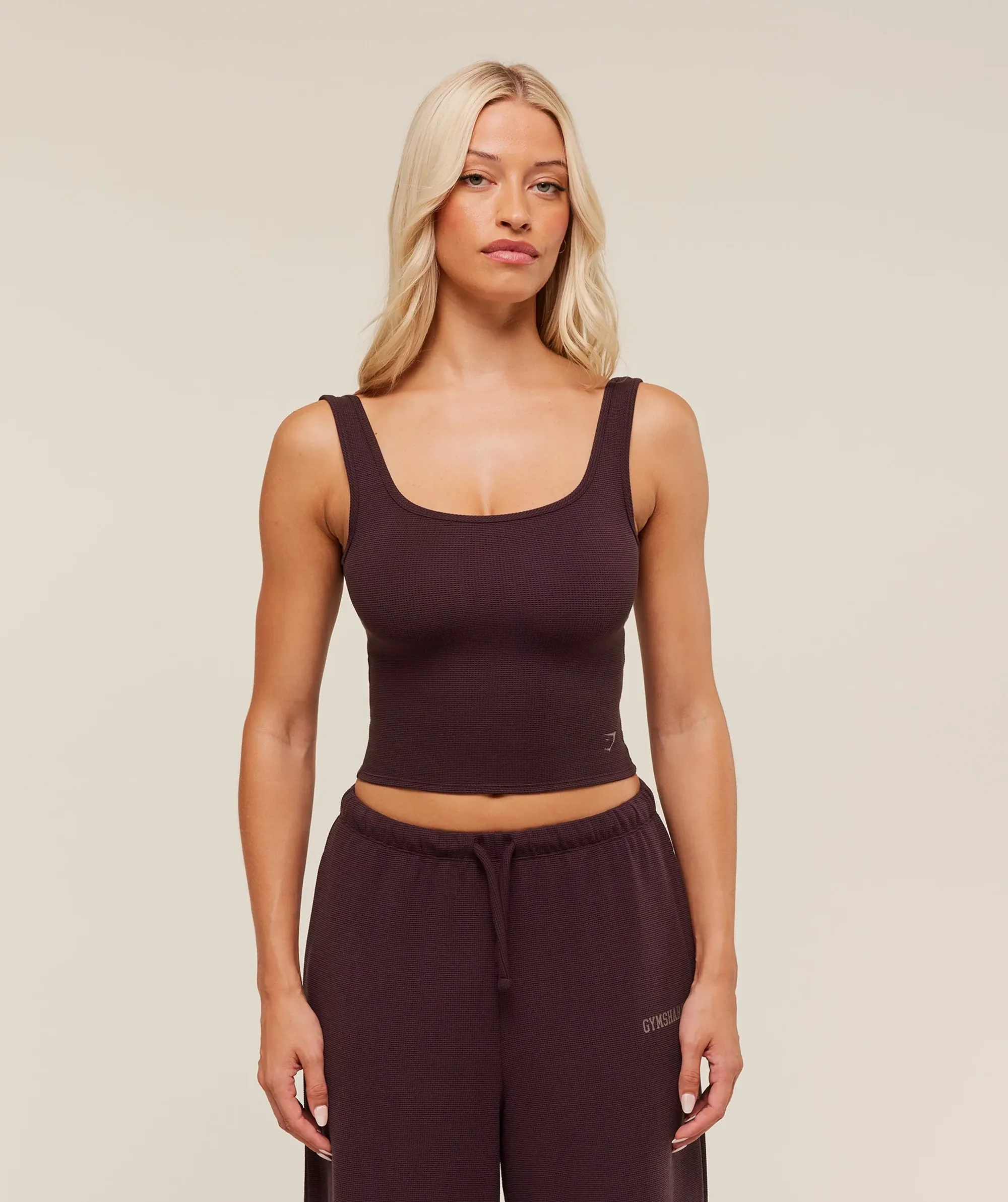 Gymshark Waffle Cropped Tank - Cherry Purple